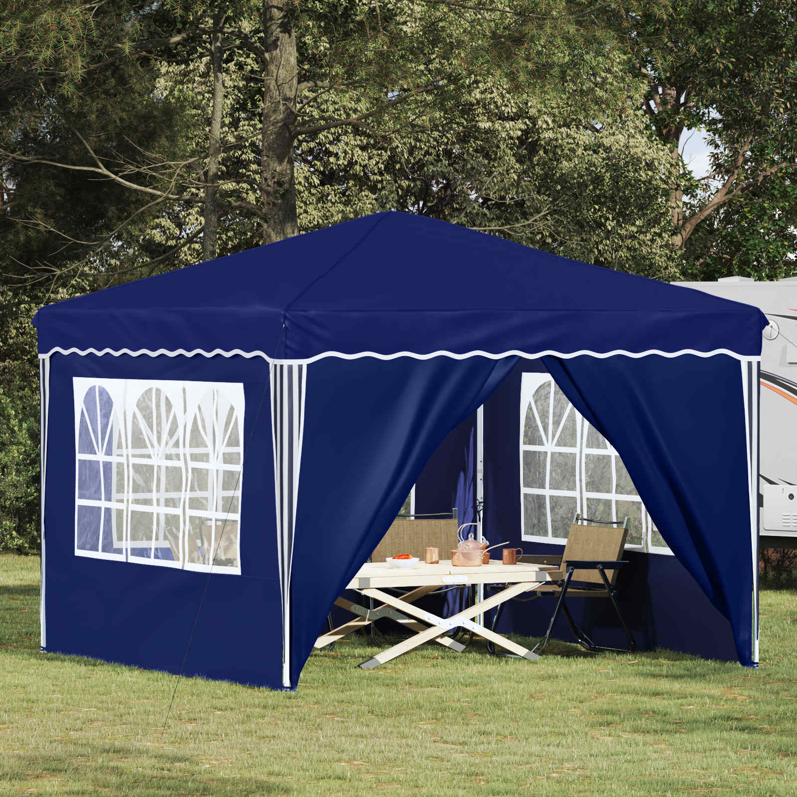 Pop-up partytent 288 x 288 x 245 cm Blauw Oxford Stof