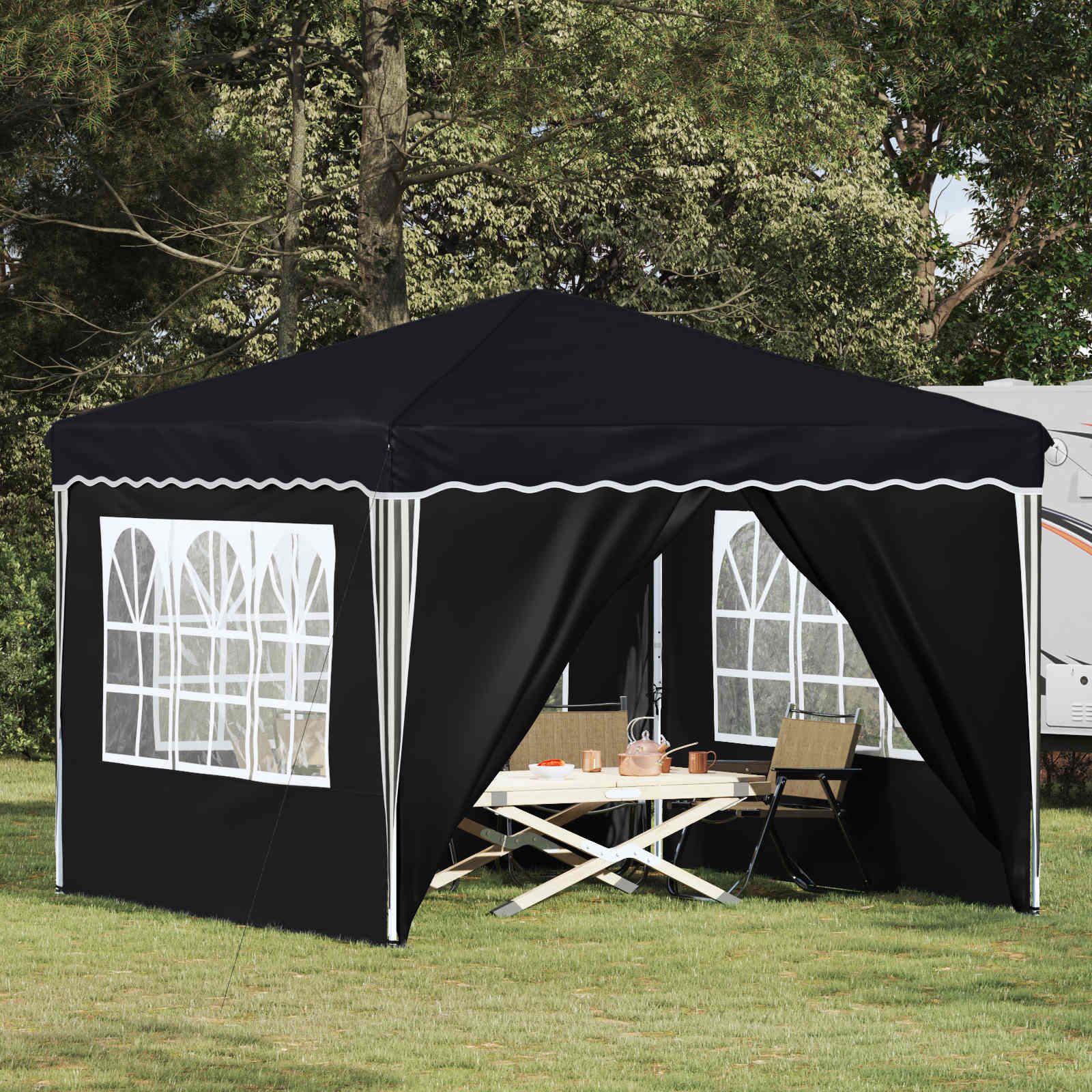Pop-up partytent 288 x 288 x 245 cm Antracietkleurig