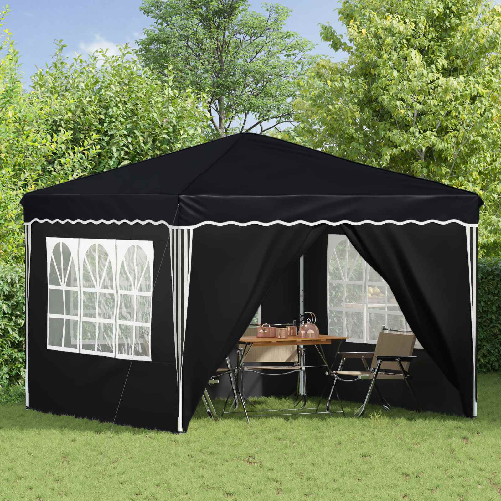 Pop-up partytent 288 x 288 x 245 cm Antracietkleurig