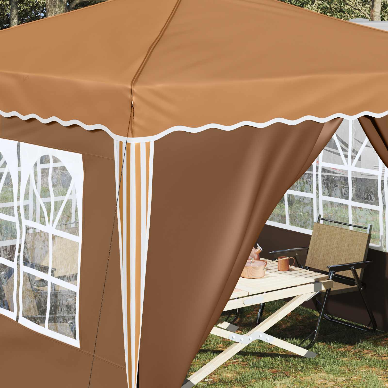 Pop-up partytent 288 x 288 x 245 cm Beige Oxford Stof