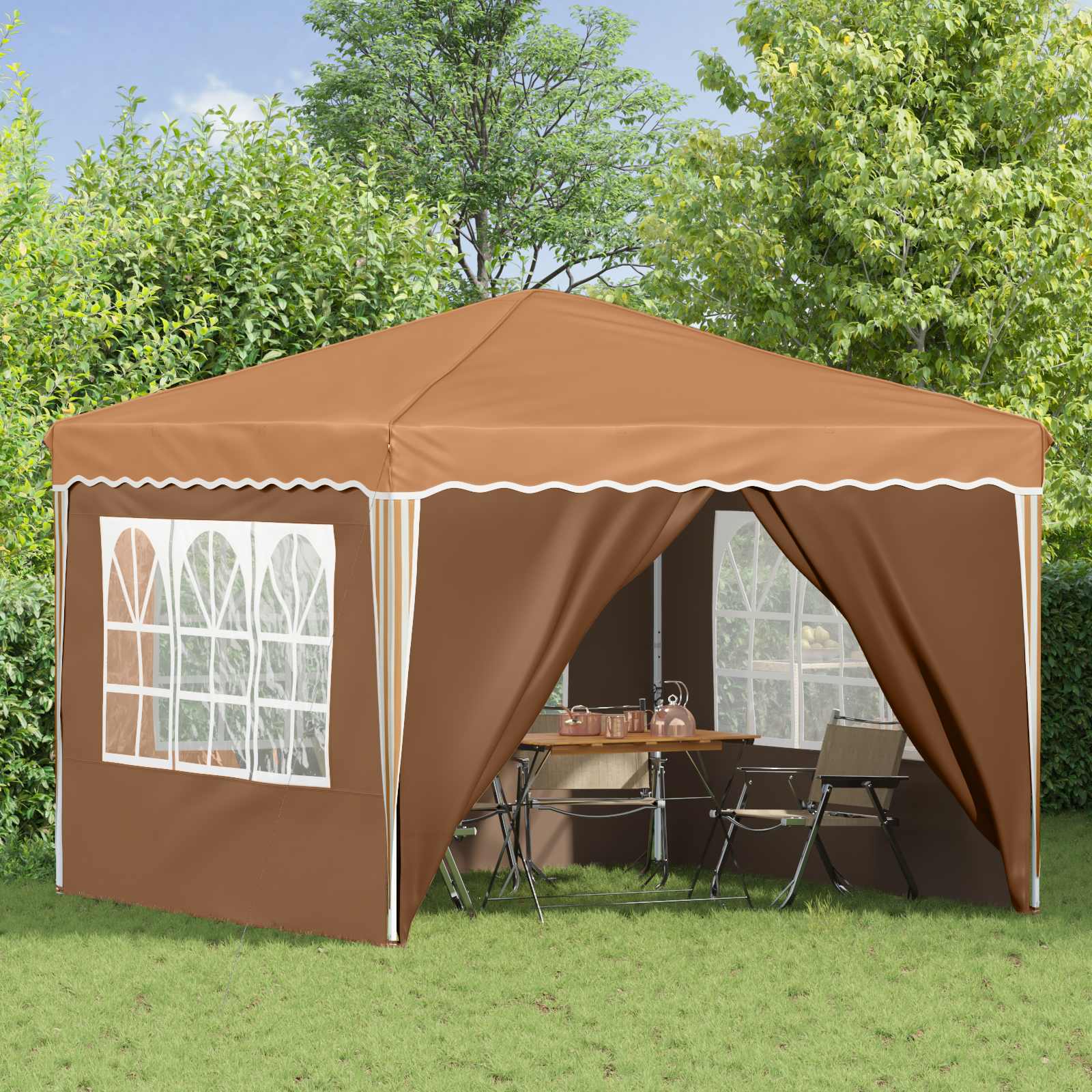 Pop-up partytent 288 x 288 x 245 cm Beige Oxford Stof