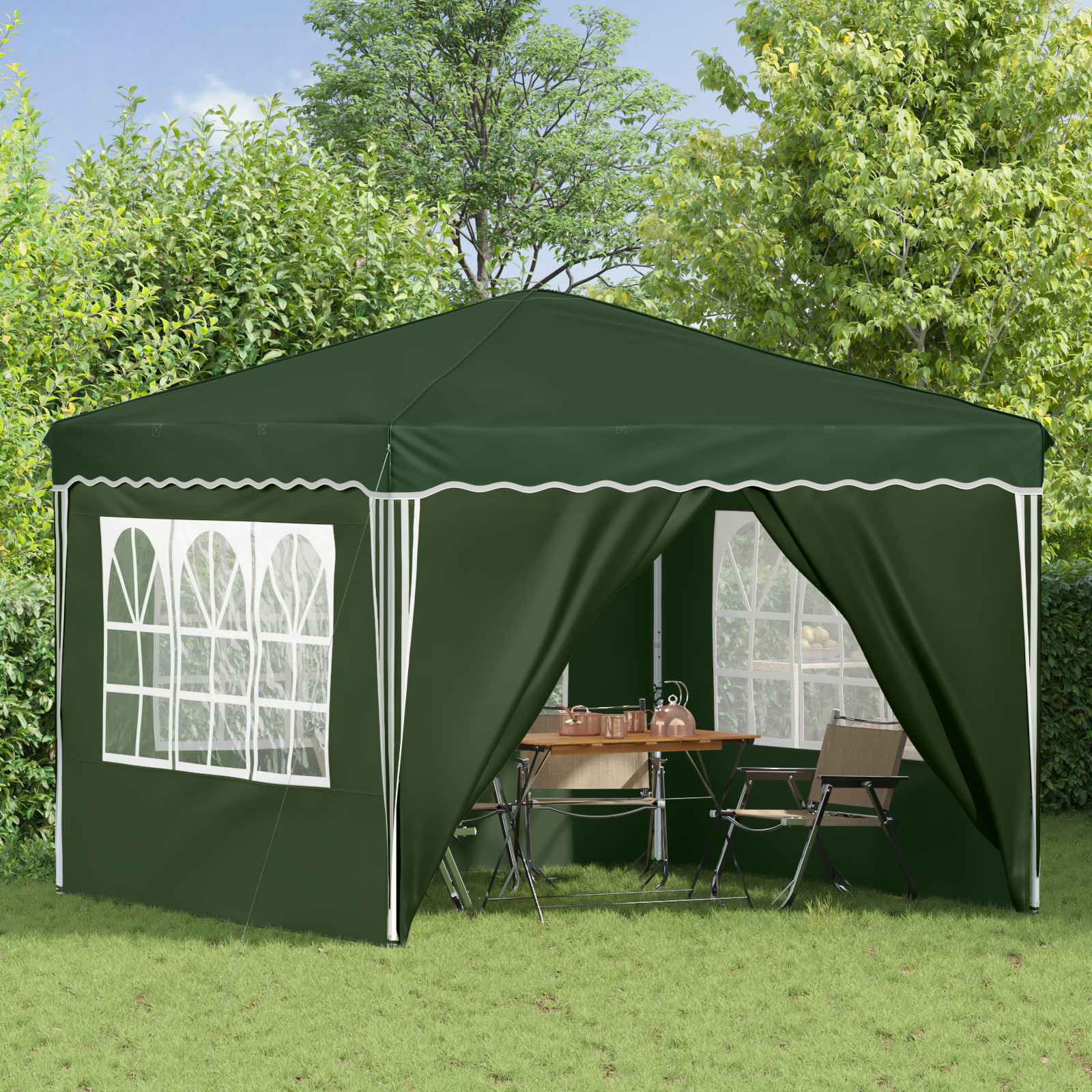 Pop-up partytent 288 x 288 x 245 cm Groen Oxford Stof