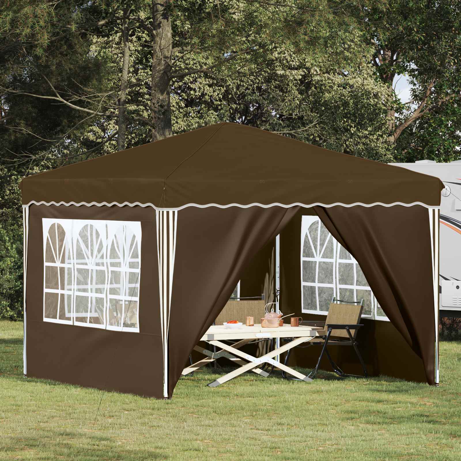 Pop-up partytent 288 x 288 x 245 cm Taupe Oxford Stof