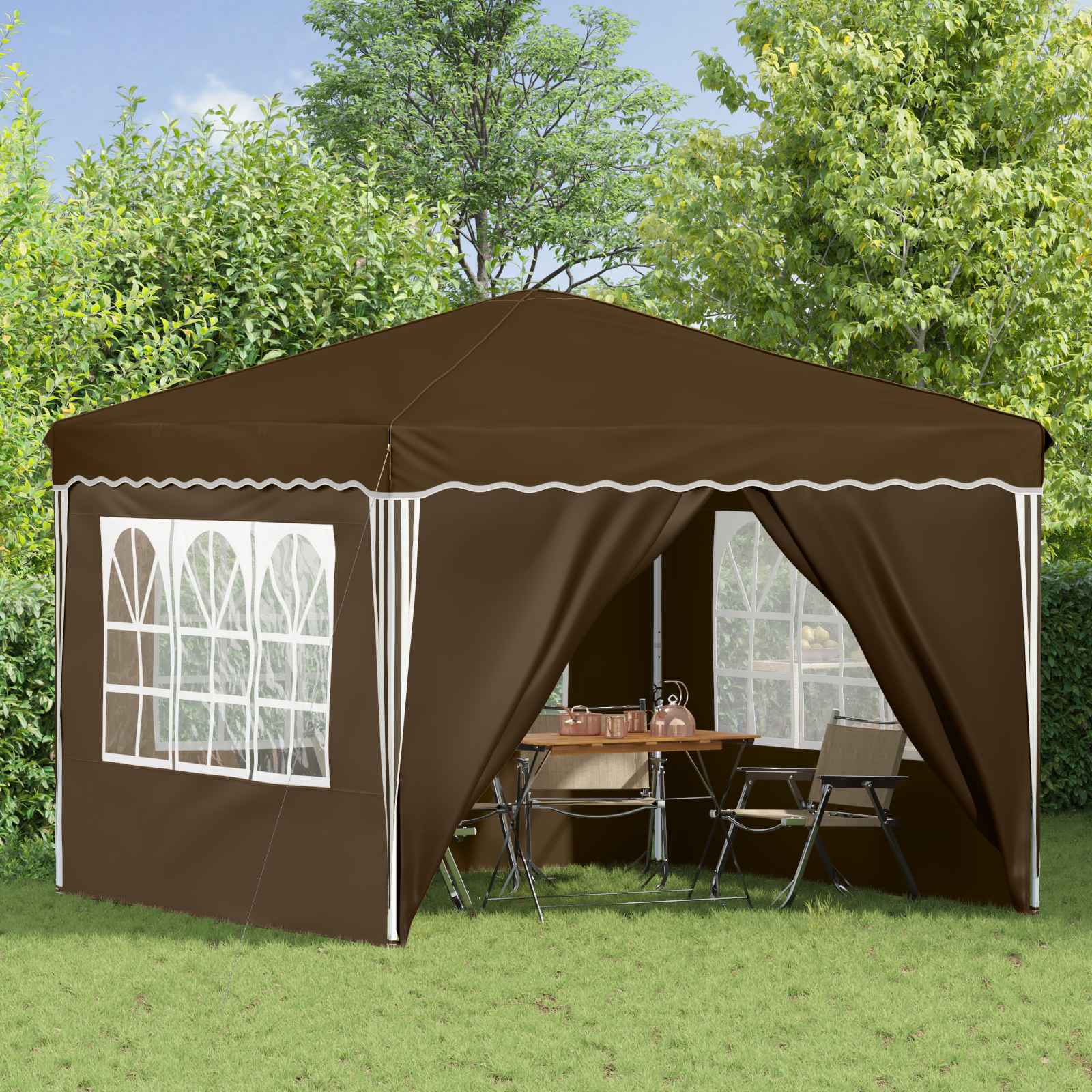 Pop-up partytent 288 x 288 x 245 cm Taupe Oxford Stof