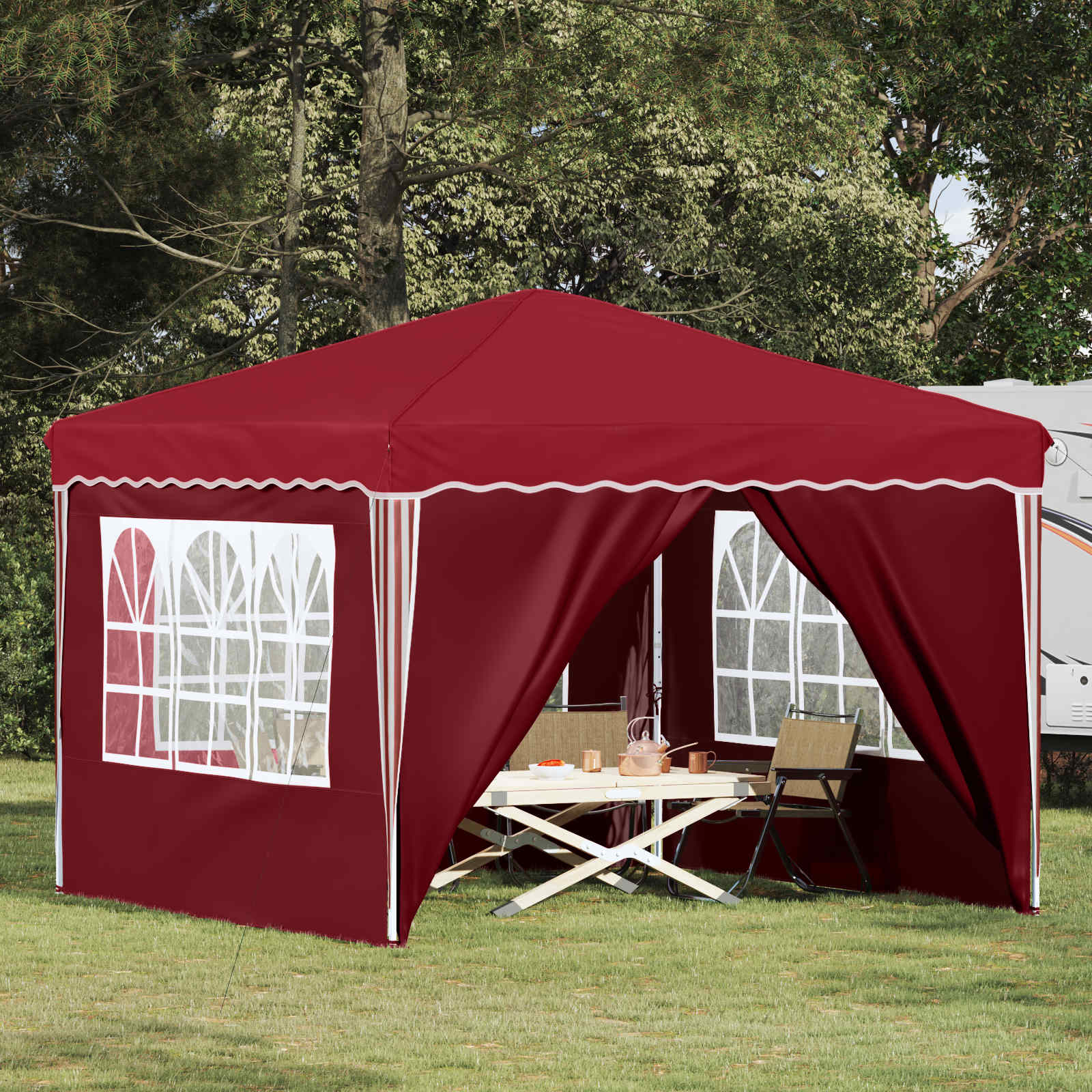Pop-up partytent 288 x 288 x 245 cm Bordeauxrood Oxford Stof