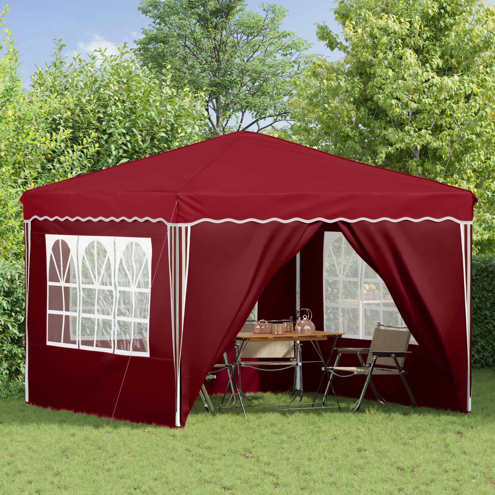 Pop-up partytent 288 x 288 x 245 cm Bordeauxrood Oxford Stof