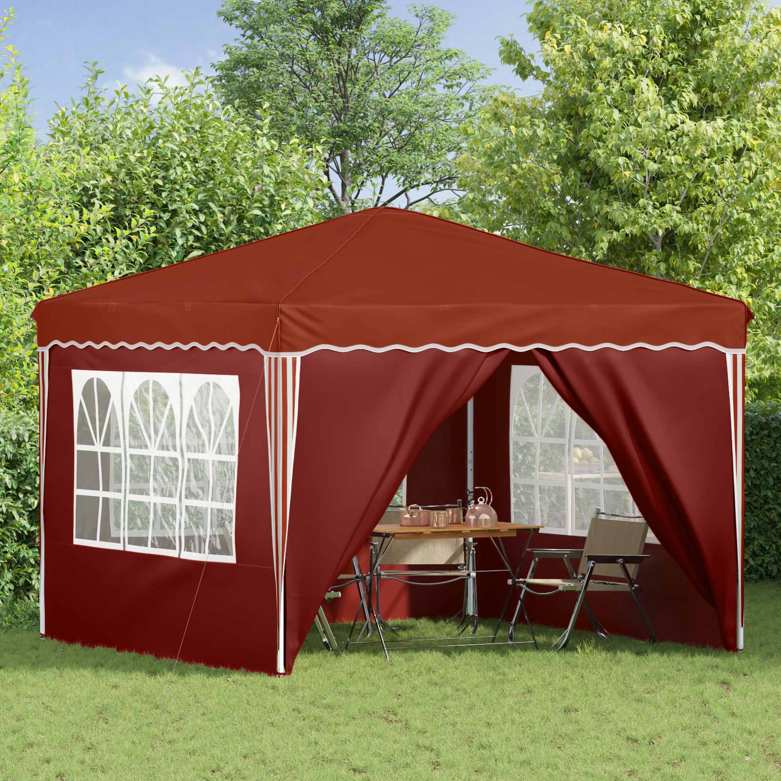 Pop-up partytent 288 x 288 x 245 cm Terracotta Oxford Stof