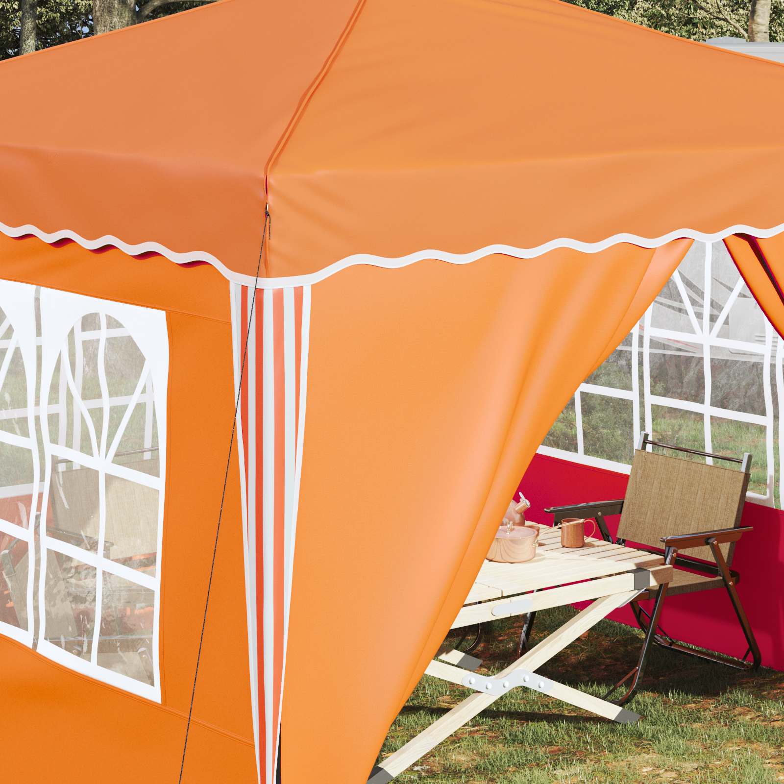 Pop-up partytent 288 x 288 x 245 cm Oranje Oxford Stof