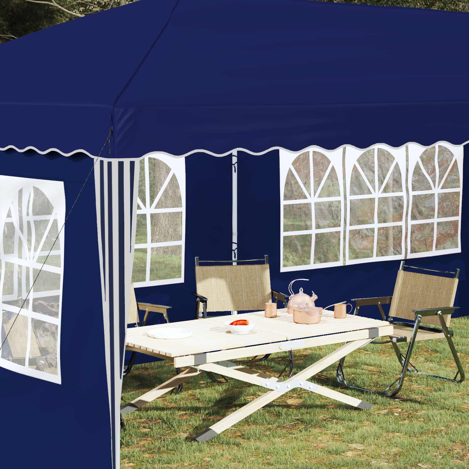 Pop-up partytent 575 x 289 x 245 cm Blauw