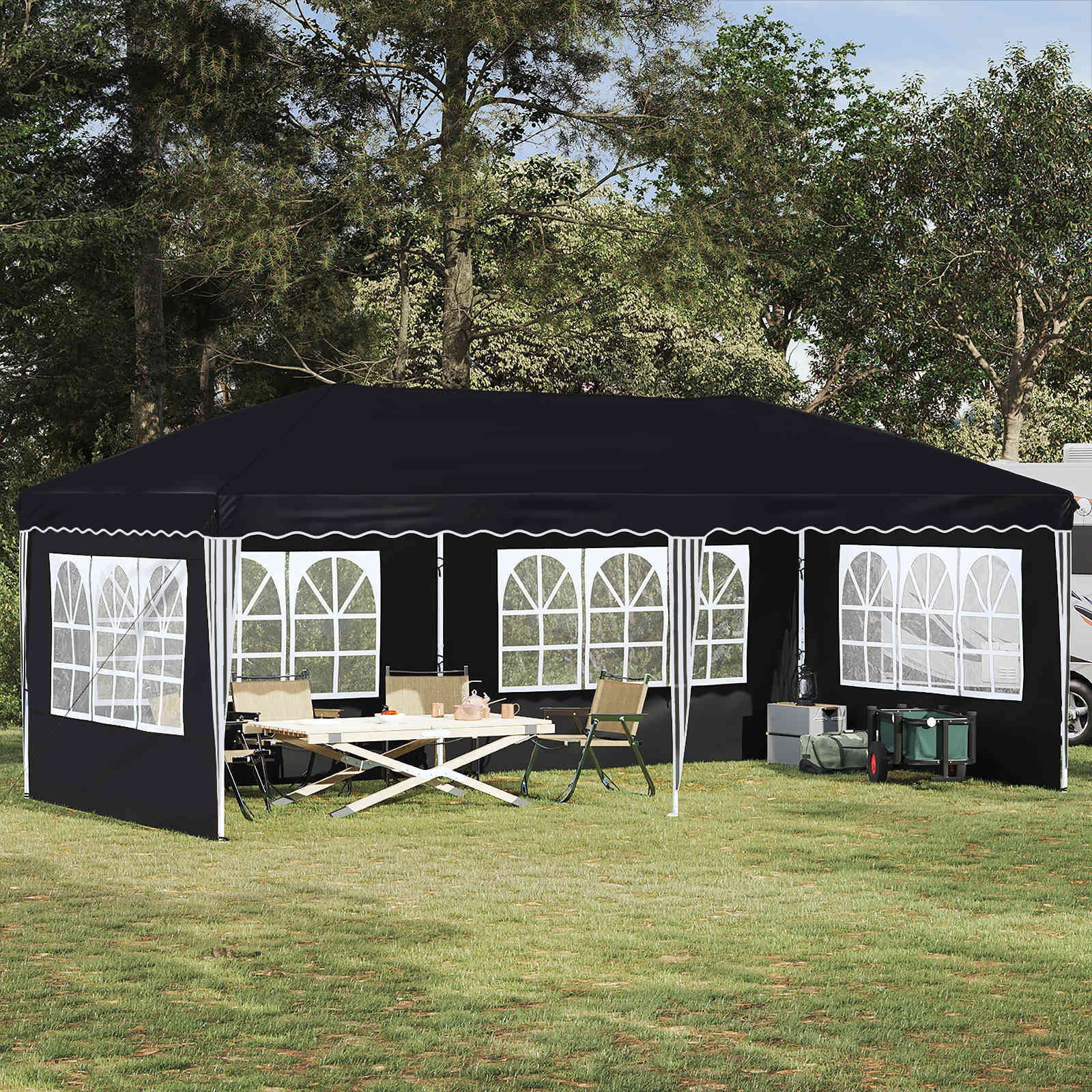 Pop-up partytent 575 x 289 x 245 cm Antraciet