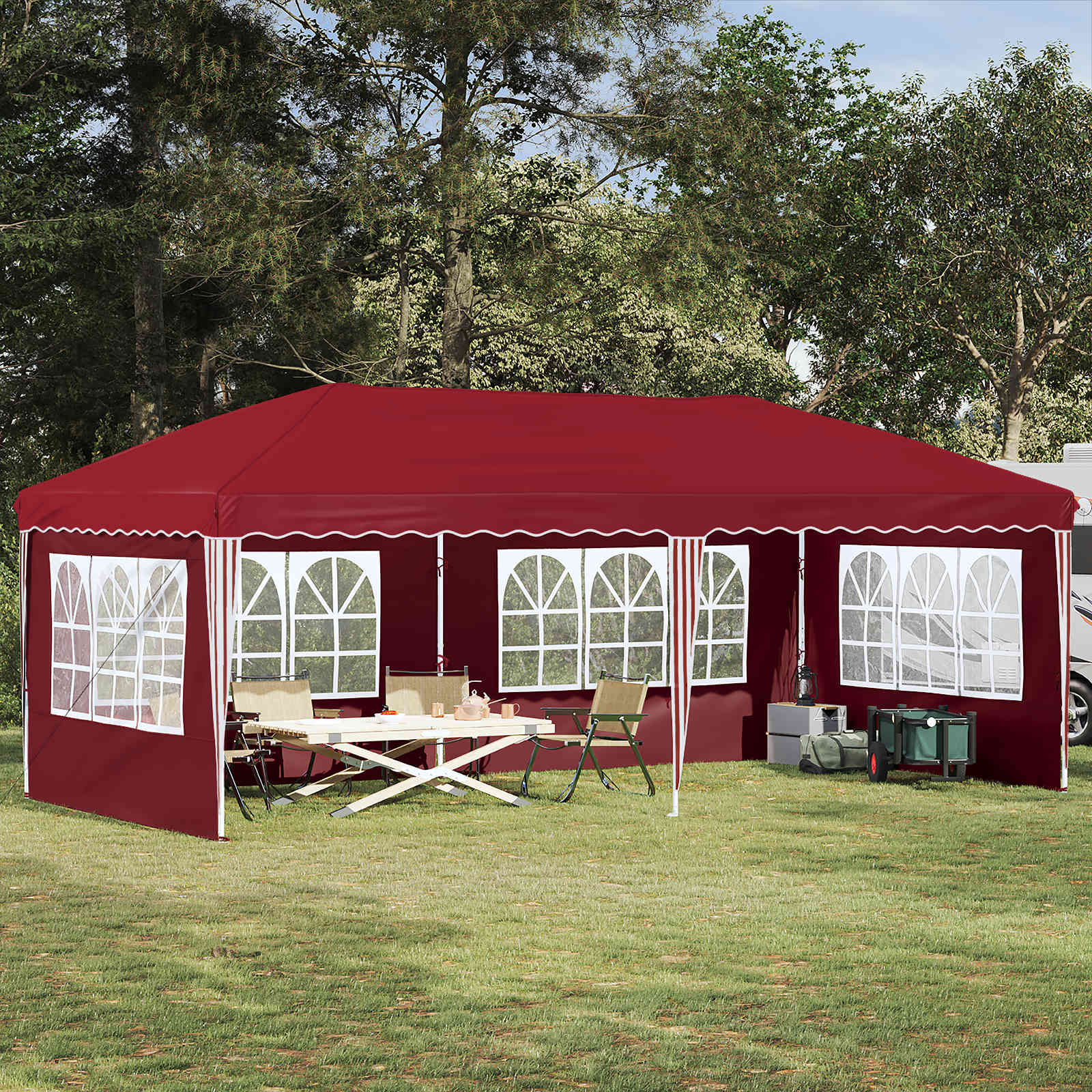 Pop-up partytent 575 x 289 x 245 cm Bordeauxrood