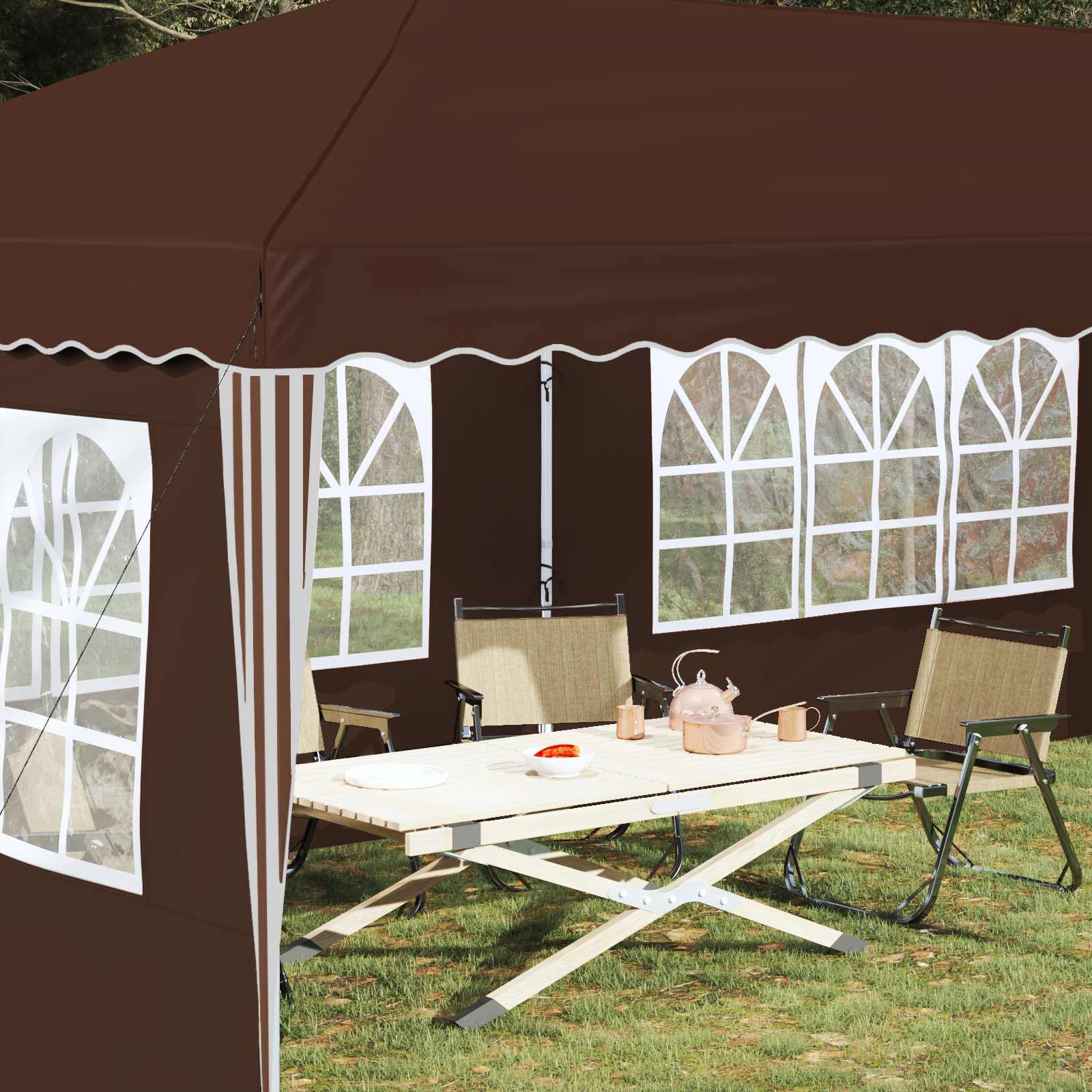 Pop-up partytent 575 x 289 x 245 cm Bruin