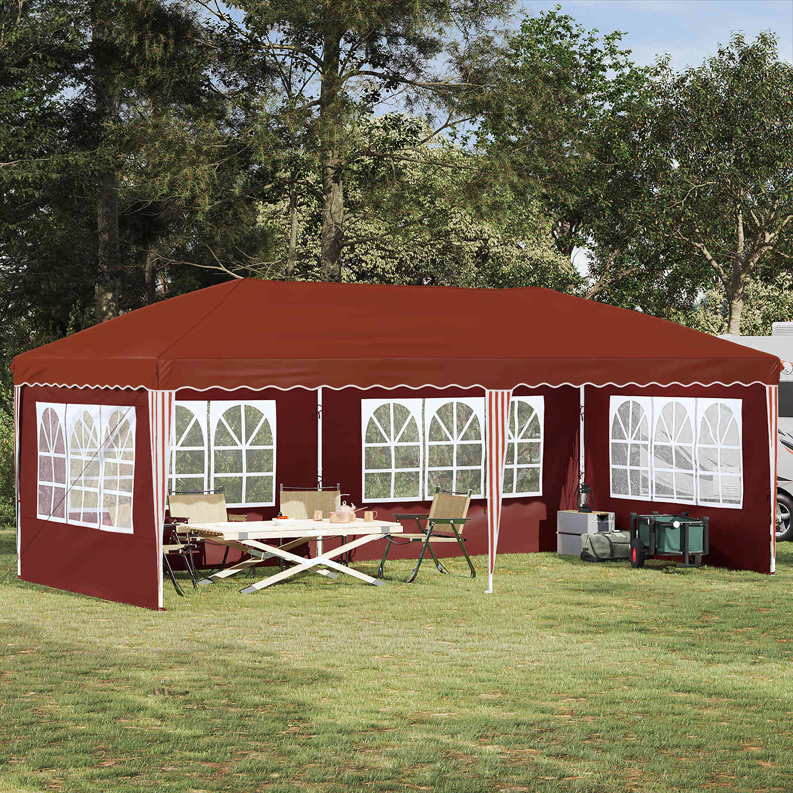 Pop-up partytent 575 x 289 x 245 cm Terracotta