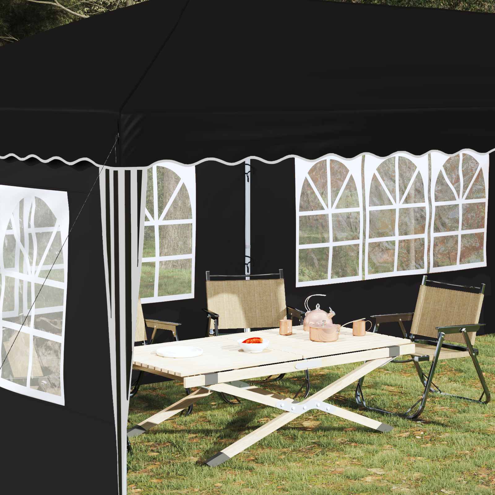 Pop-up partytent 575 x 289 x 245 cm Zwart