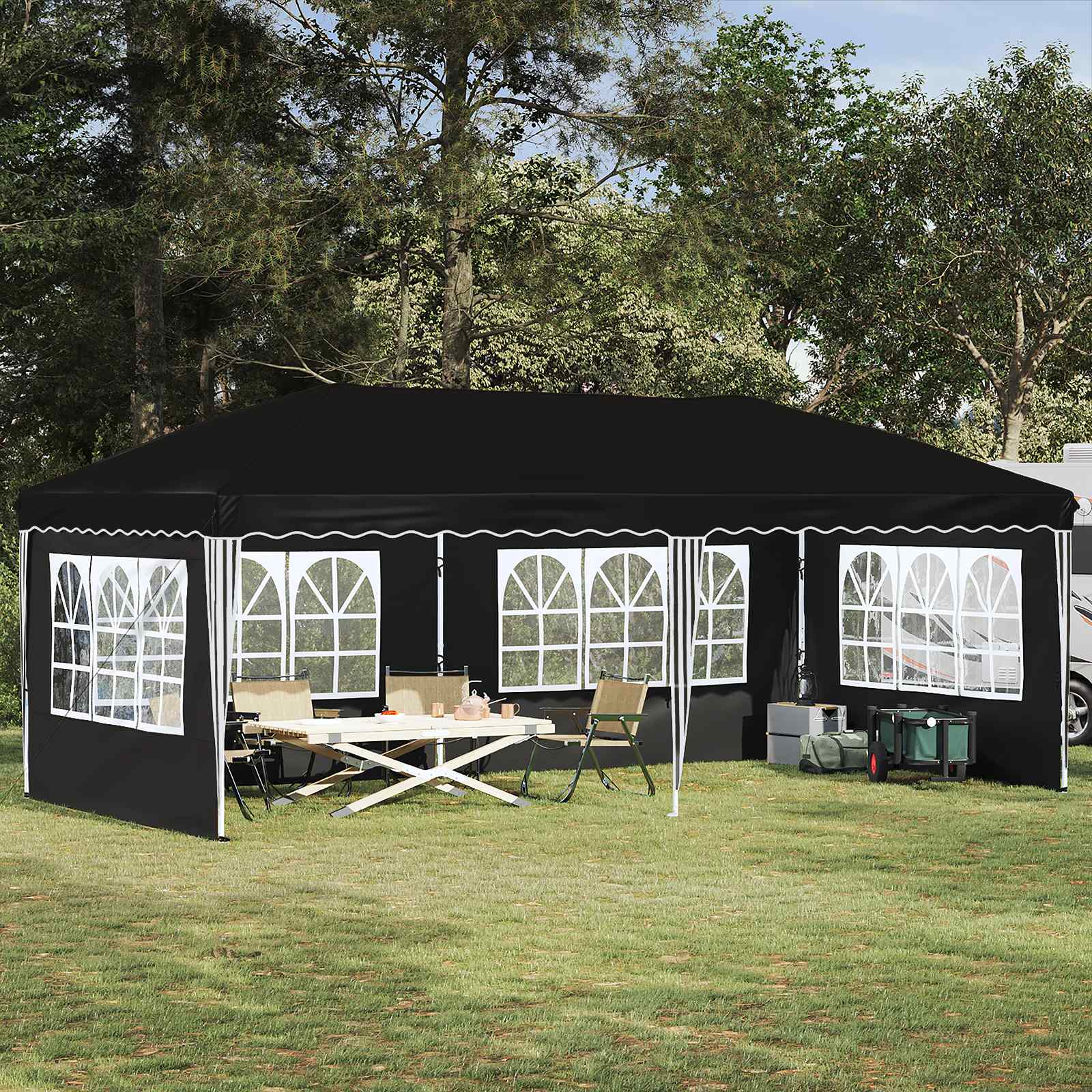 Pop-up partytent 575 x 289 x 245 cm Zwart