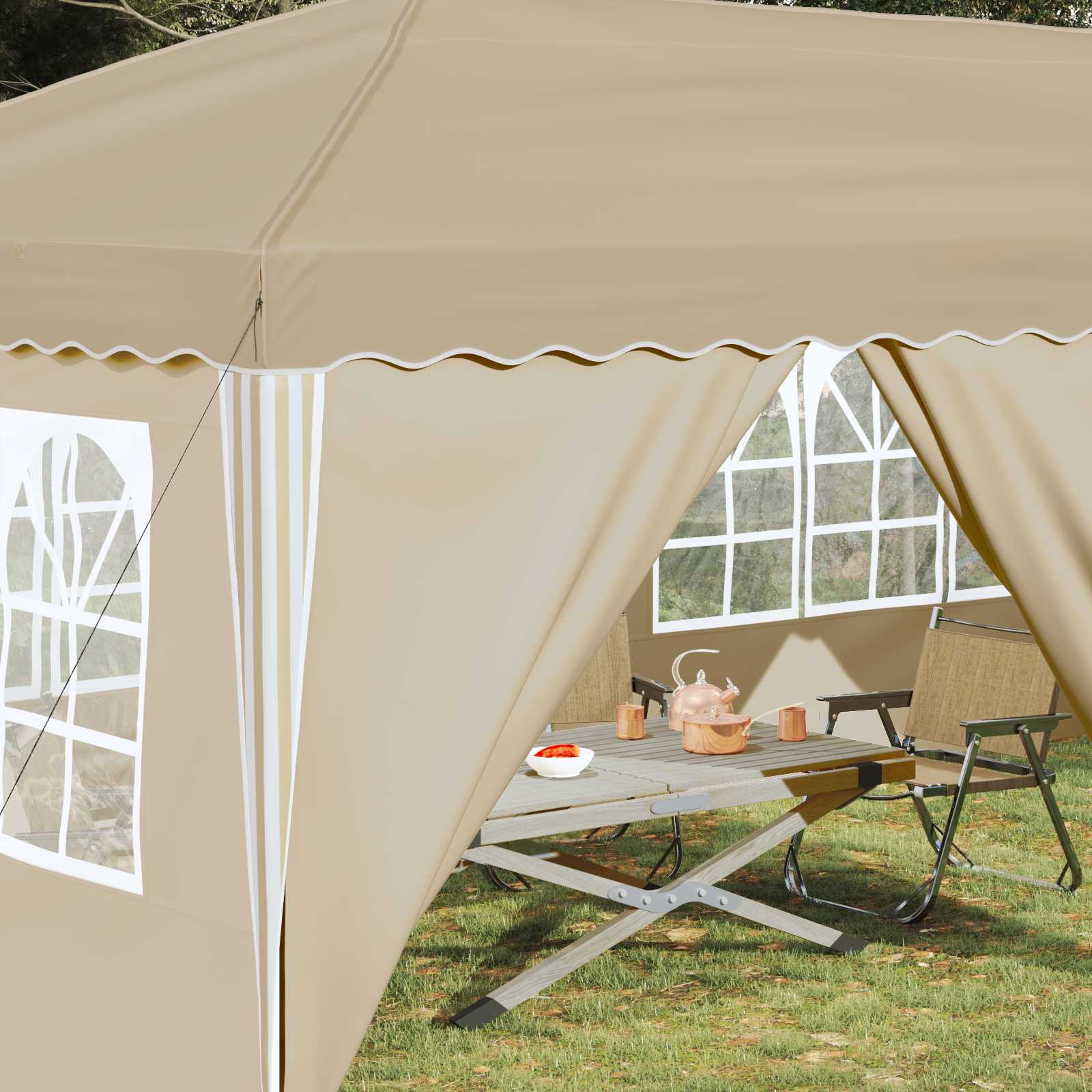 Pop-up partytent 575 x 288 x 245 cm Crèmekleurig