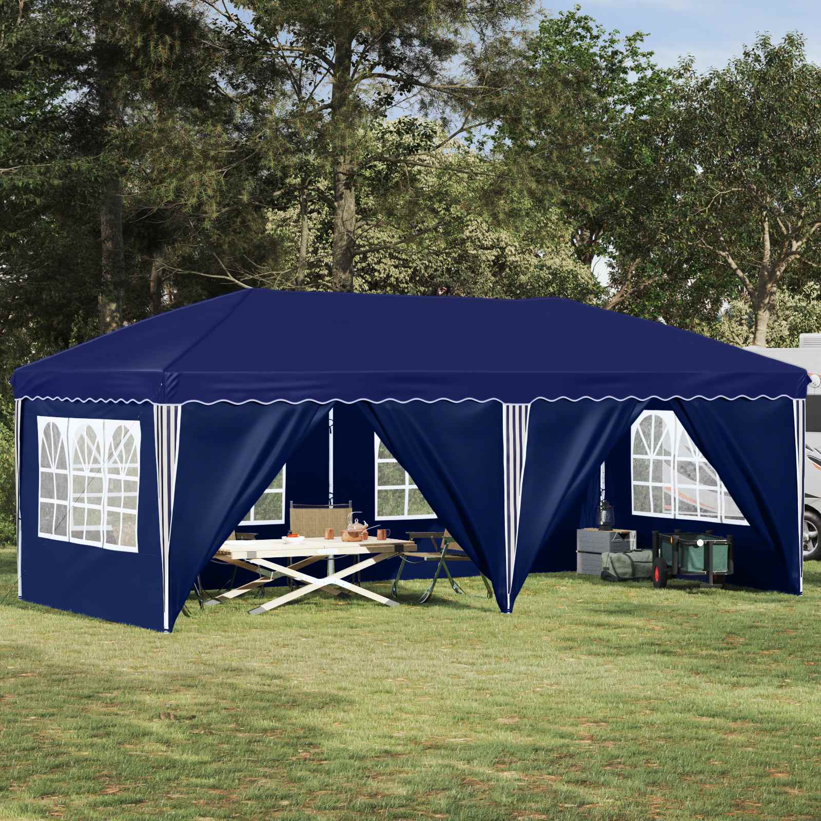 Pop-up partytent 575 x 288 x 245 cm Blauw