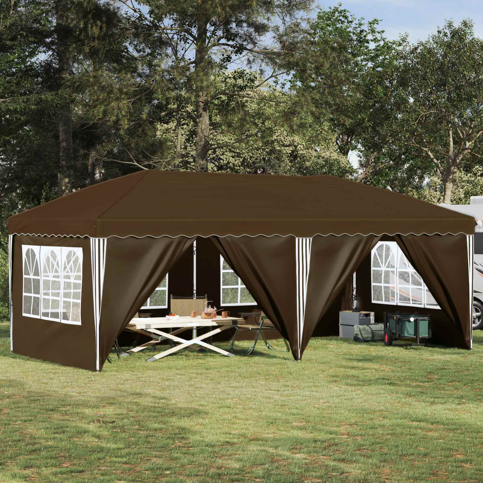 Pop-up partytent 575 x 288 x 245 cm Taupe