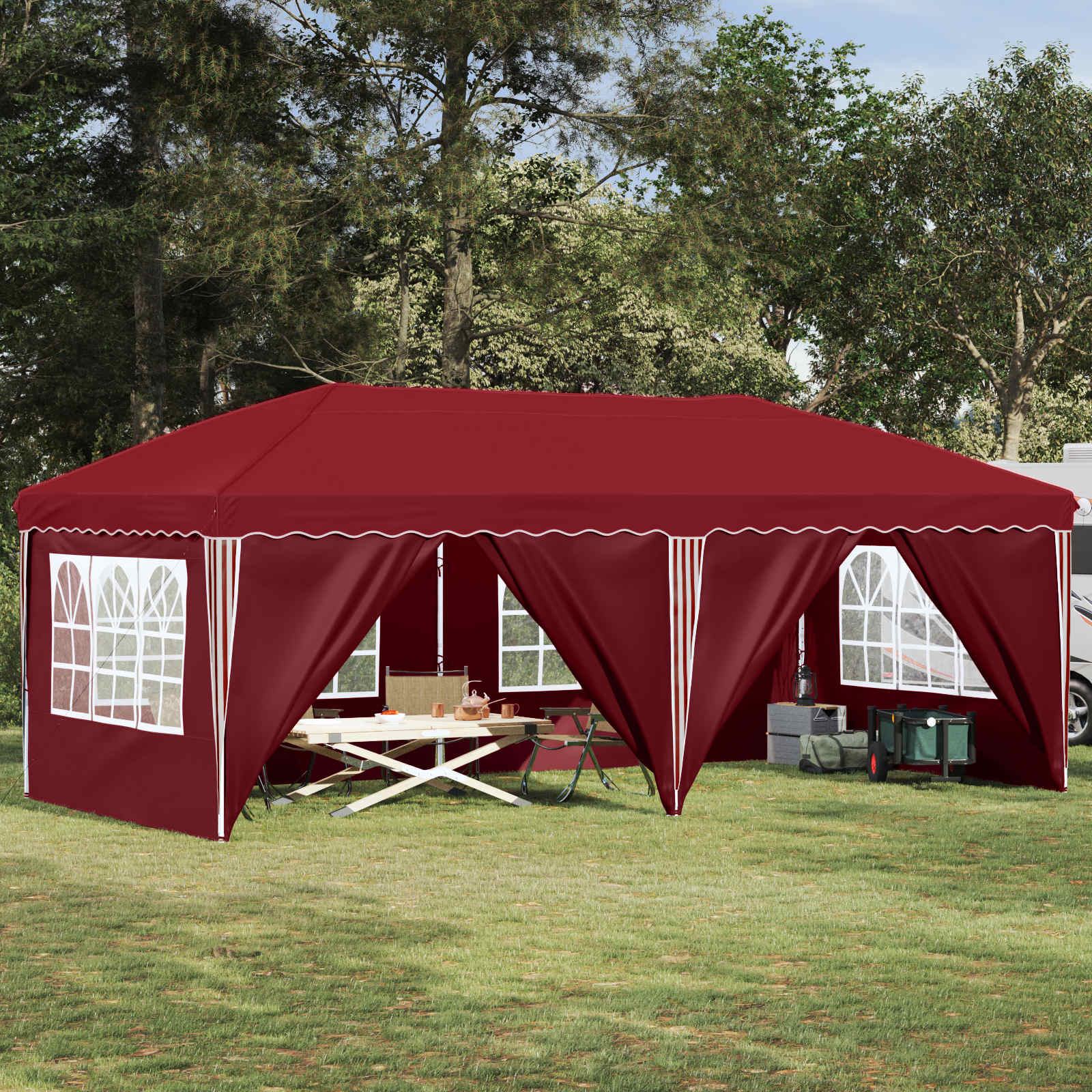 Pop-up partytent 575 x 288 x 245 cm Bordeauxrood