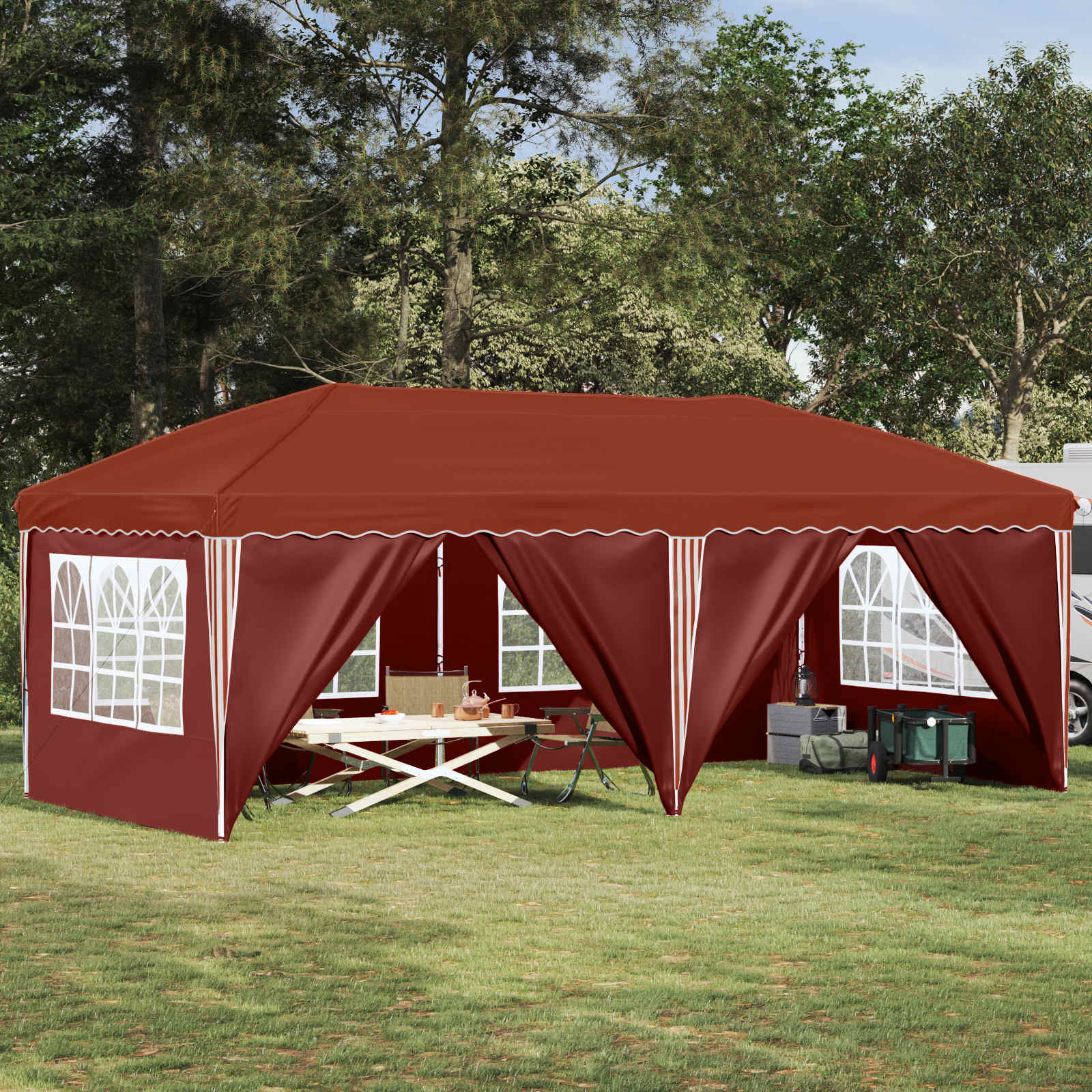Pop-up partytent 575 x 288 x 245 cm Terracotta