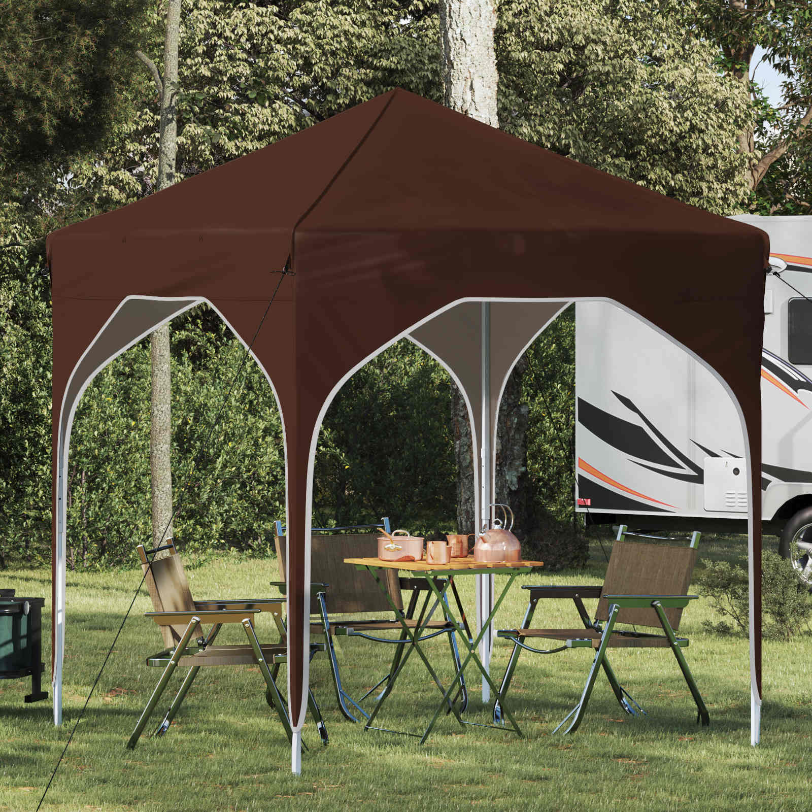 Pop-up partytent 194 x 194 x 245 cm Bruin