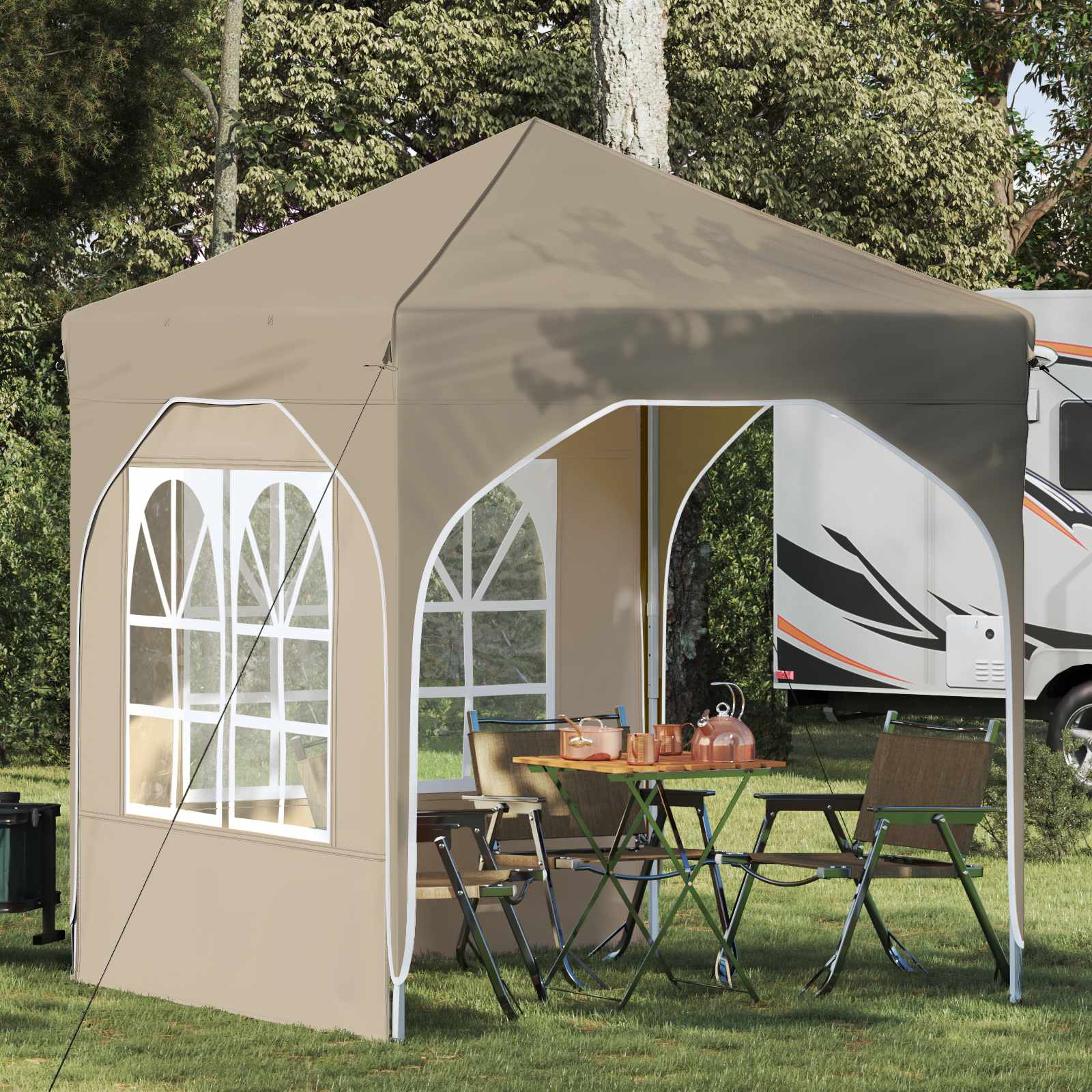 Pop-up partytent 192 x 192 x 245 cm Crèmekleurig
