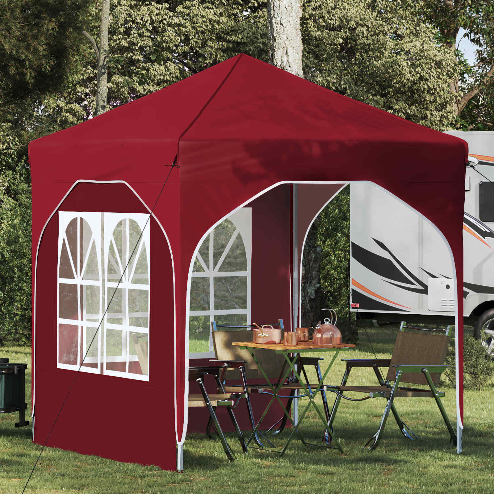 Pop-up partytent 192 x 192 x 245 cm Bordeauxrood