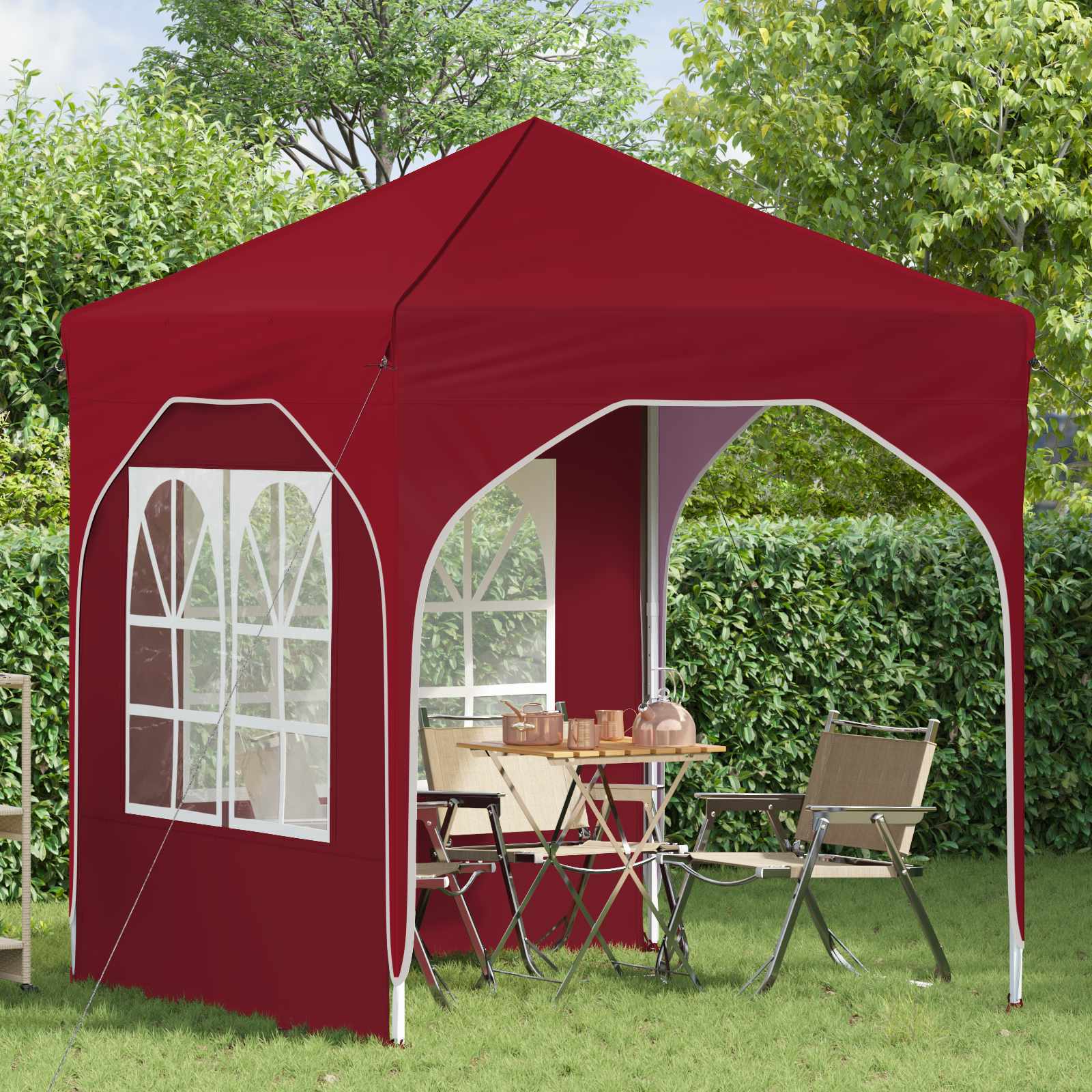 Pop-up partytent 192 x 192 x 245 cm Bordeauxrood