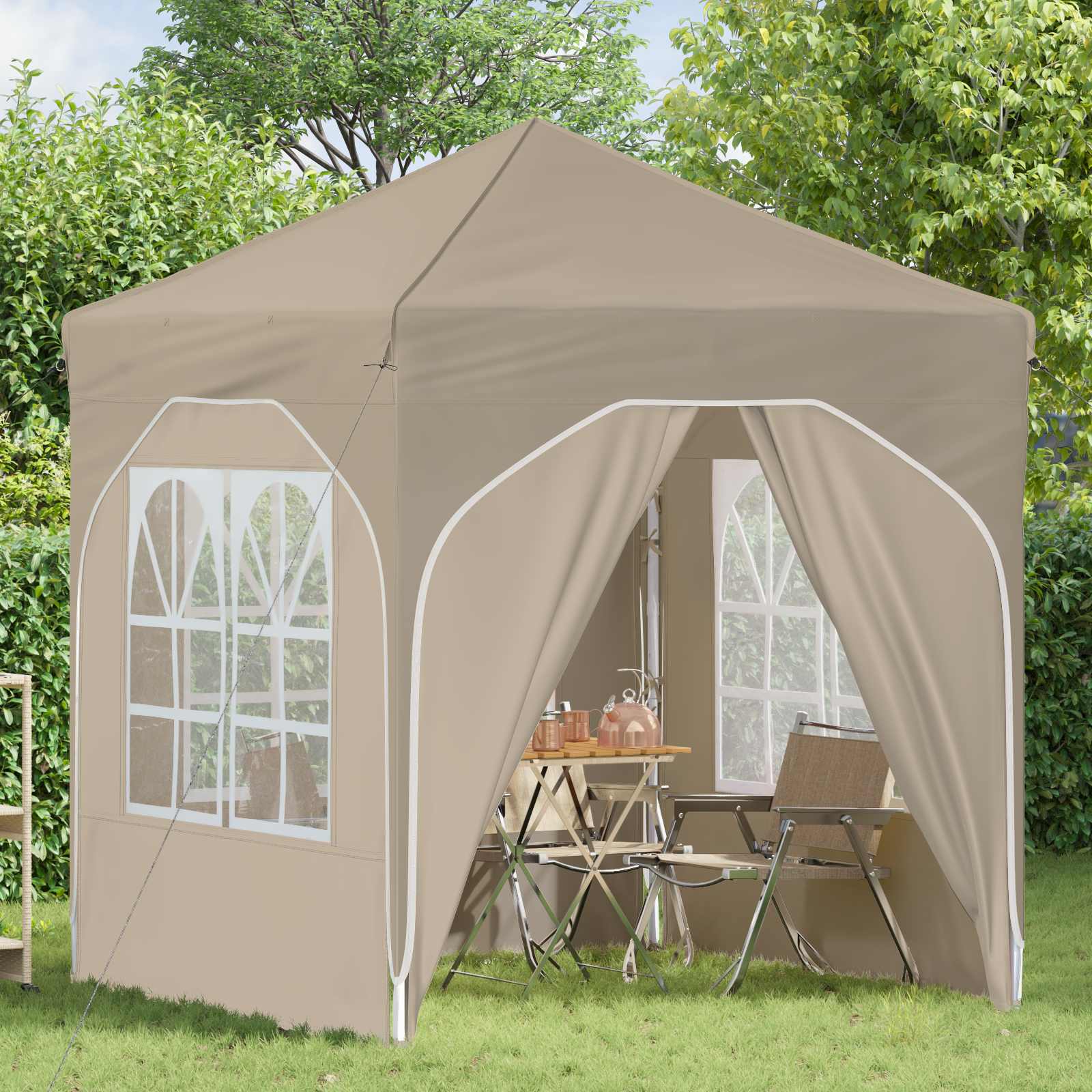 Pop-up partytent 192 x 192 x 245 cm Crèmekleurig
