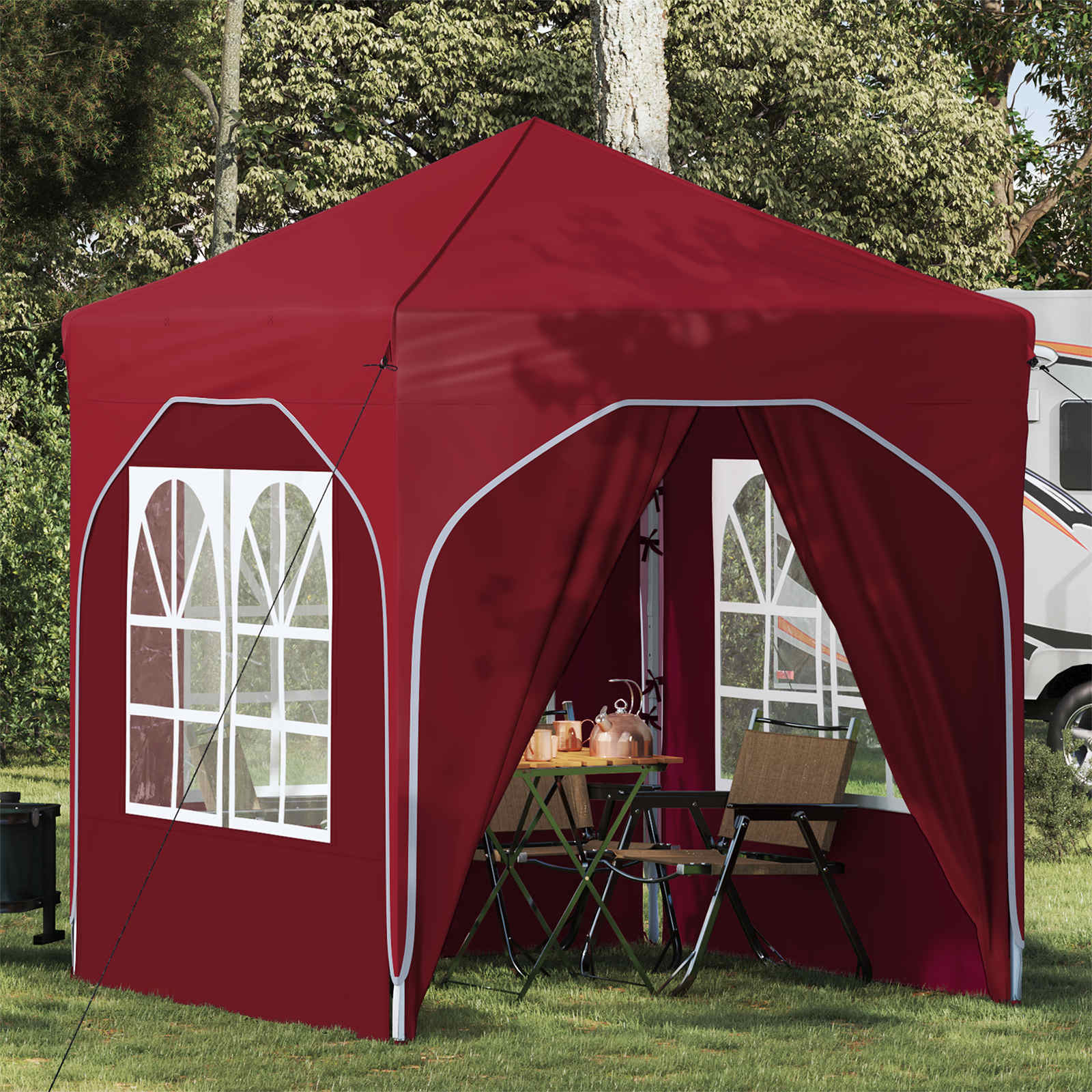 Pop-up partytent 192 x 192 x 245 cm Bordeauxrood
