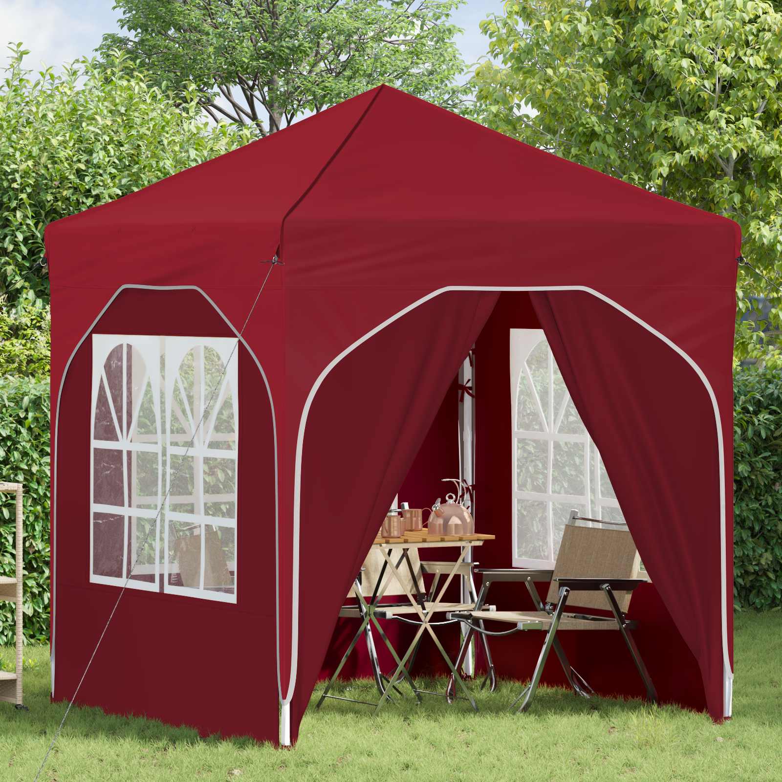 Pop-up partytent 192 x 192 x 245 cm Bordeauxrood