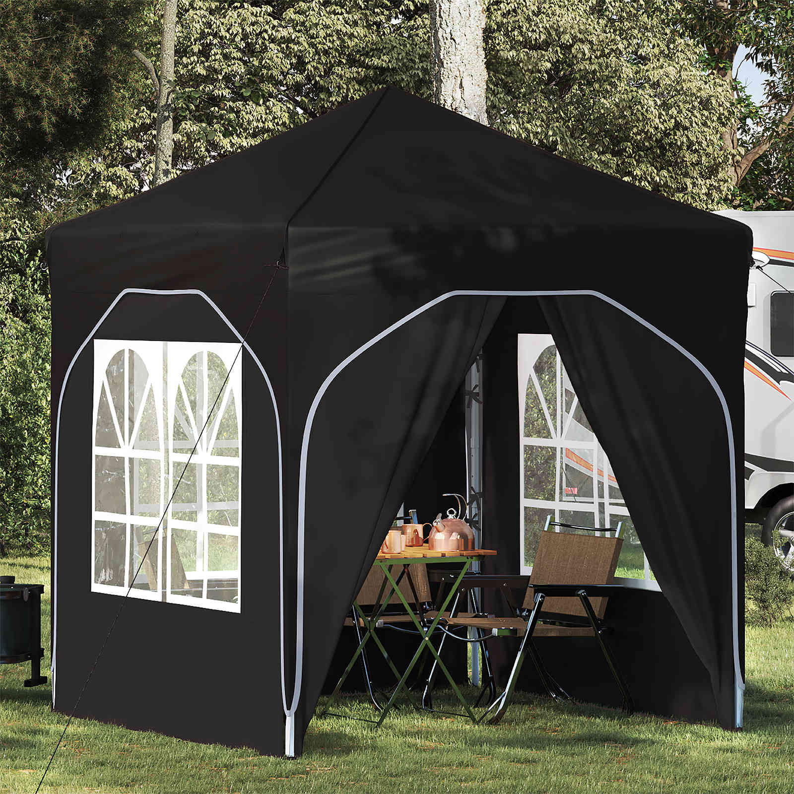 Pop-up partytent 192 x 192 x 245 cm Zwart