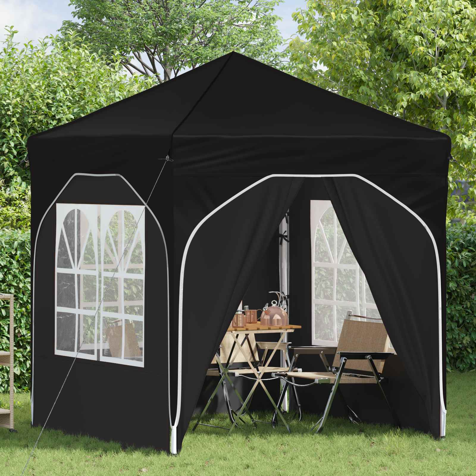 Pop-up partytent 192 x 192 x 245 cm Zwart