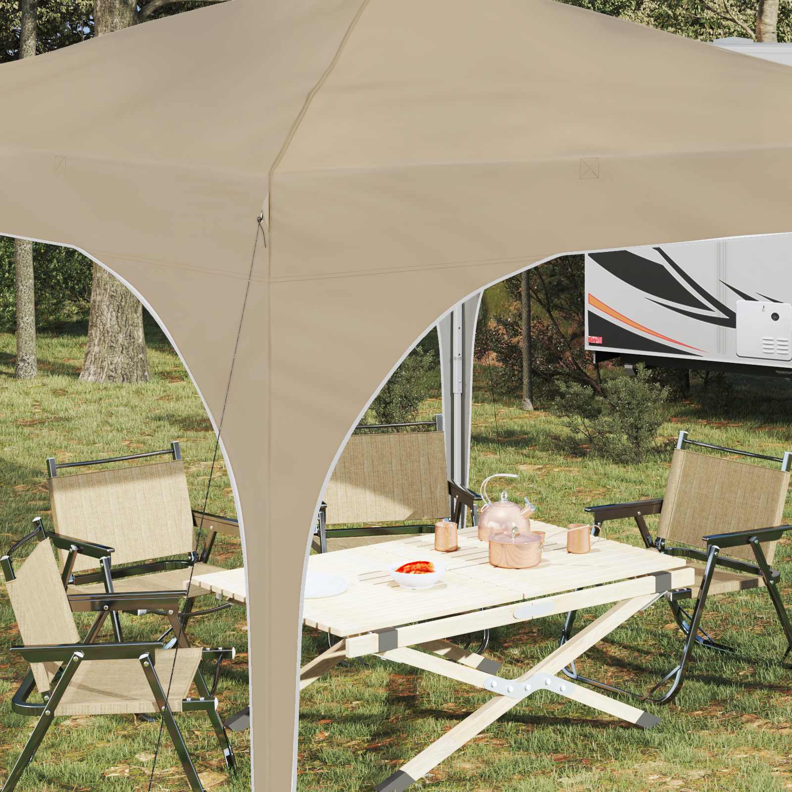 Pop-up partytent 290 x 290 x 245 cm Crèmekleurig