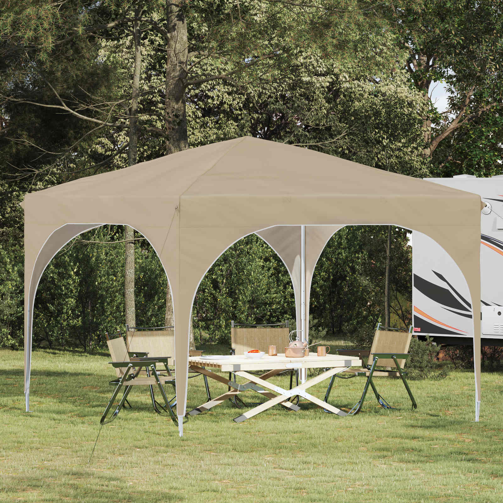 Pop-up partytent 290 x 290 x 245 cm Crèmekleurig