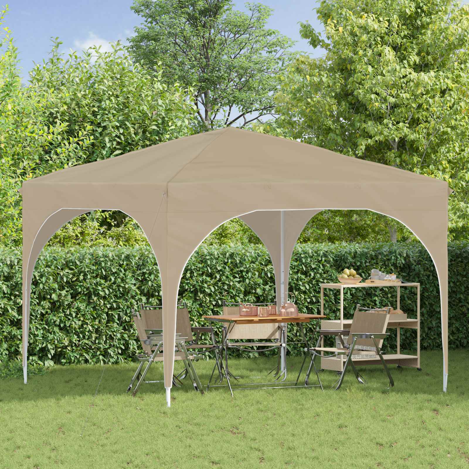 Pop-up partytent 290 x 290 x 245 cm Crèmekleurig