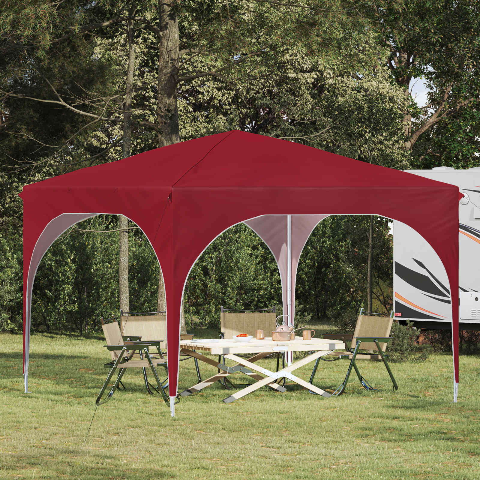 Pop-up partytent 290 x 290 x 245 cm Bordeauxrood