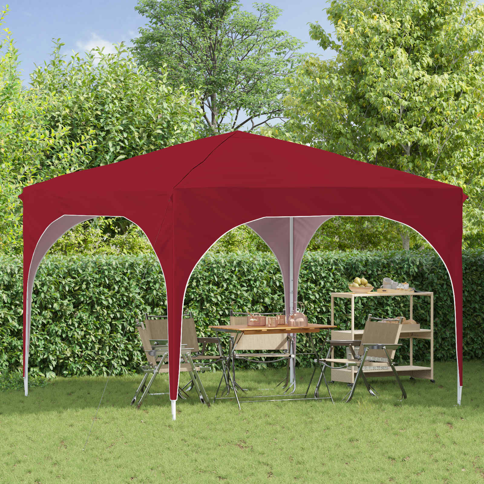 Pop-up partytent 290 x 290 x 245 cm Bordeauxrood