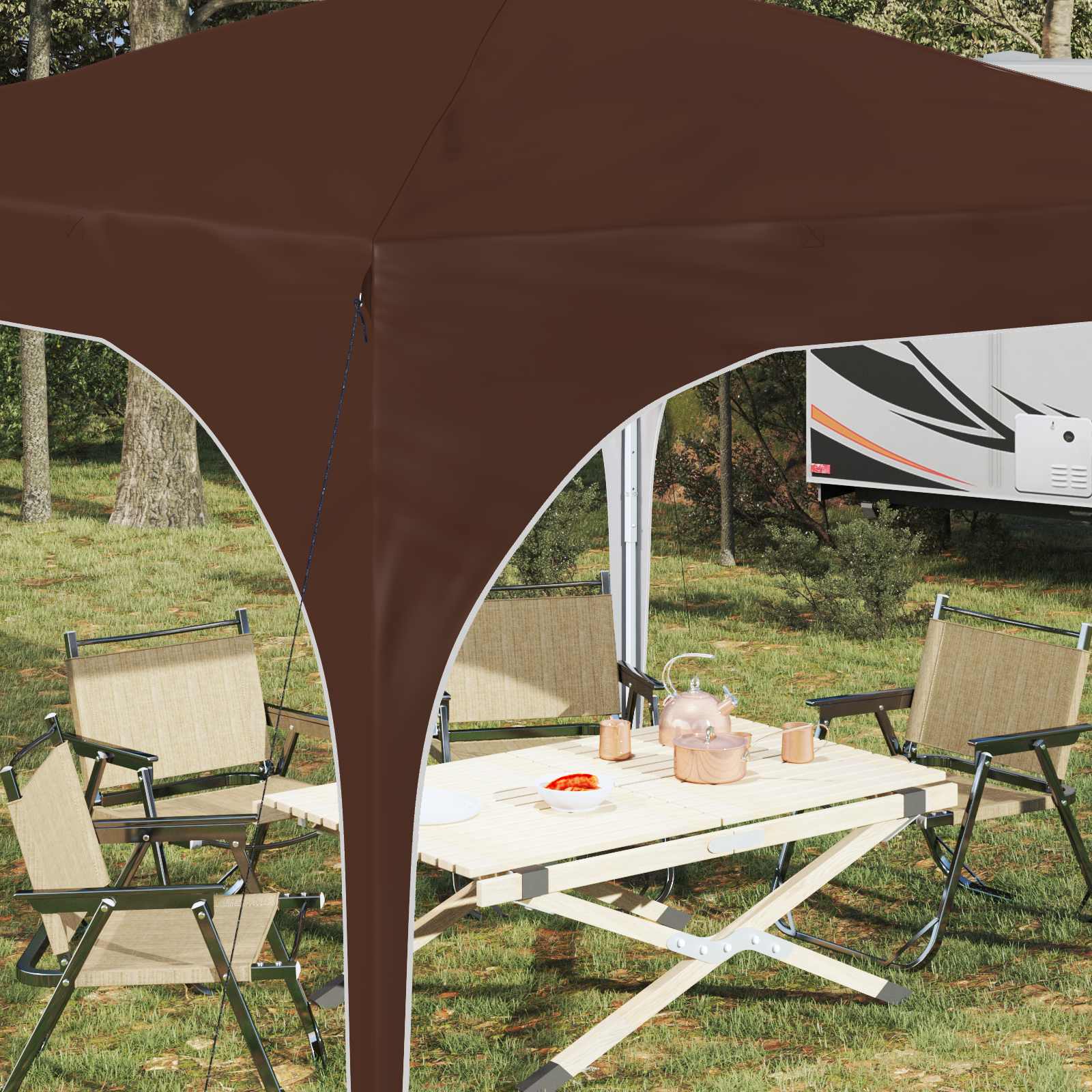 Pop-up partytent 290 x 290 x 245 cm Bruin