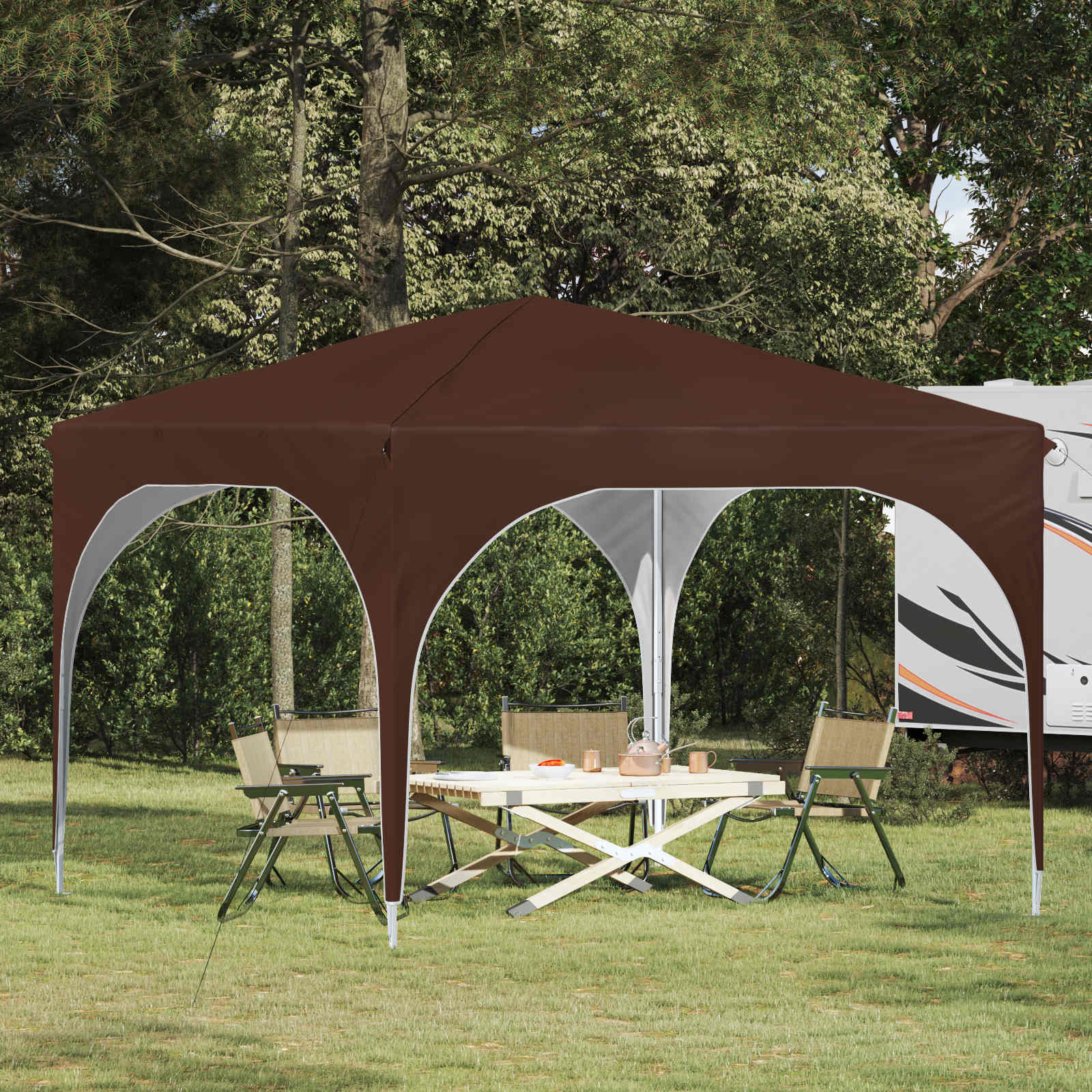 Pop-up partytent 290 x 290 x 245 cm Bruin