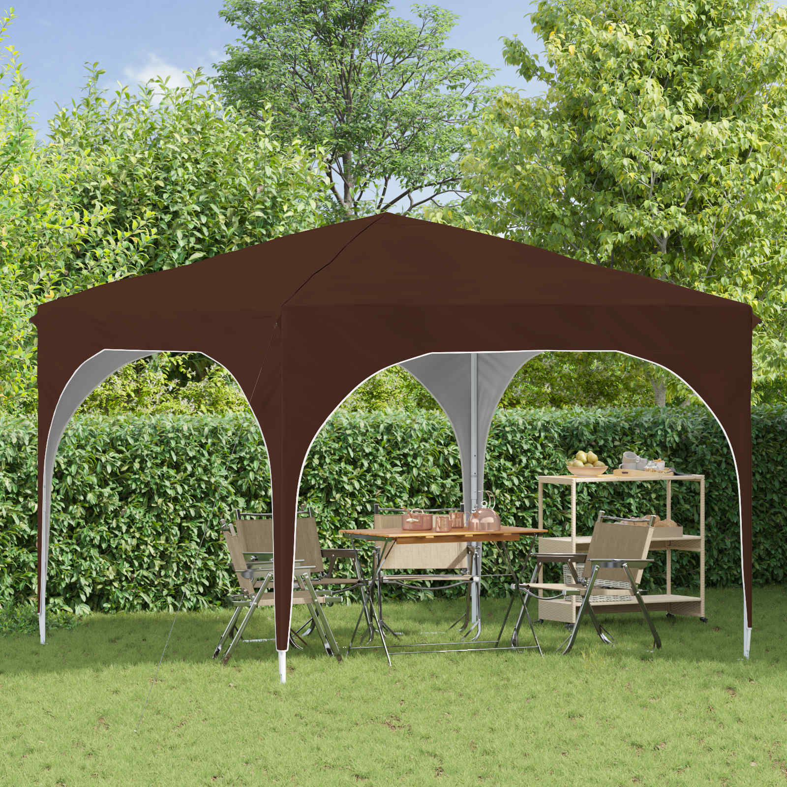 Pop-up partytent 290 x 290 x 245 cm Bruin