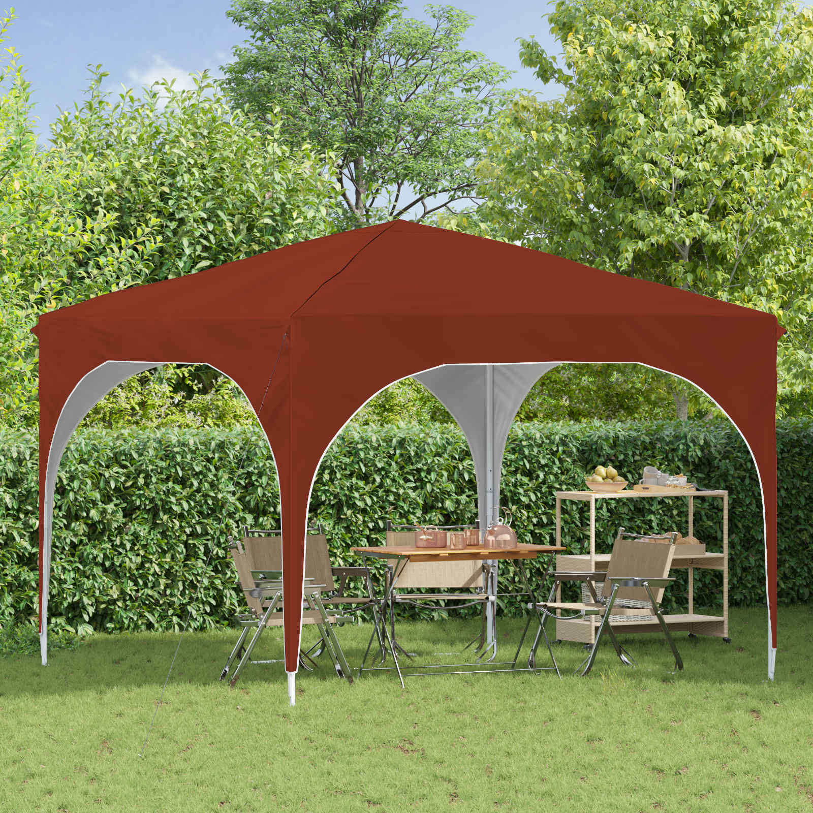 Pop-up partytent 290 x 290 x 245 cm Terracotta