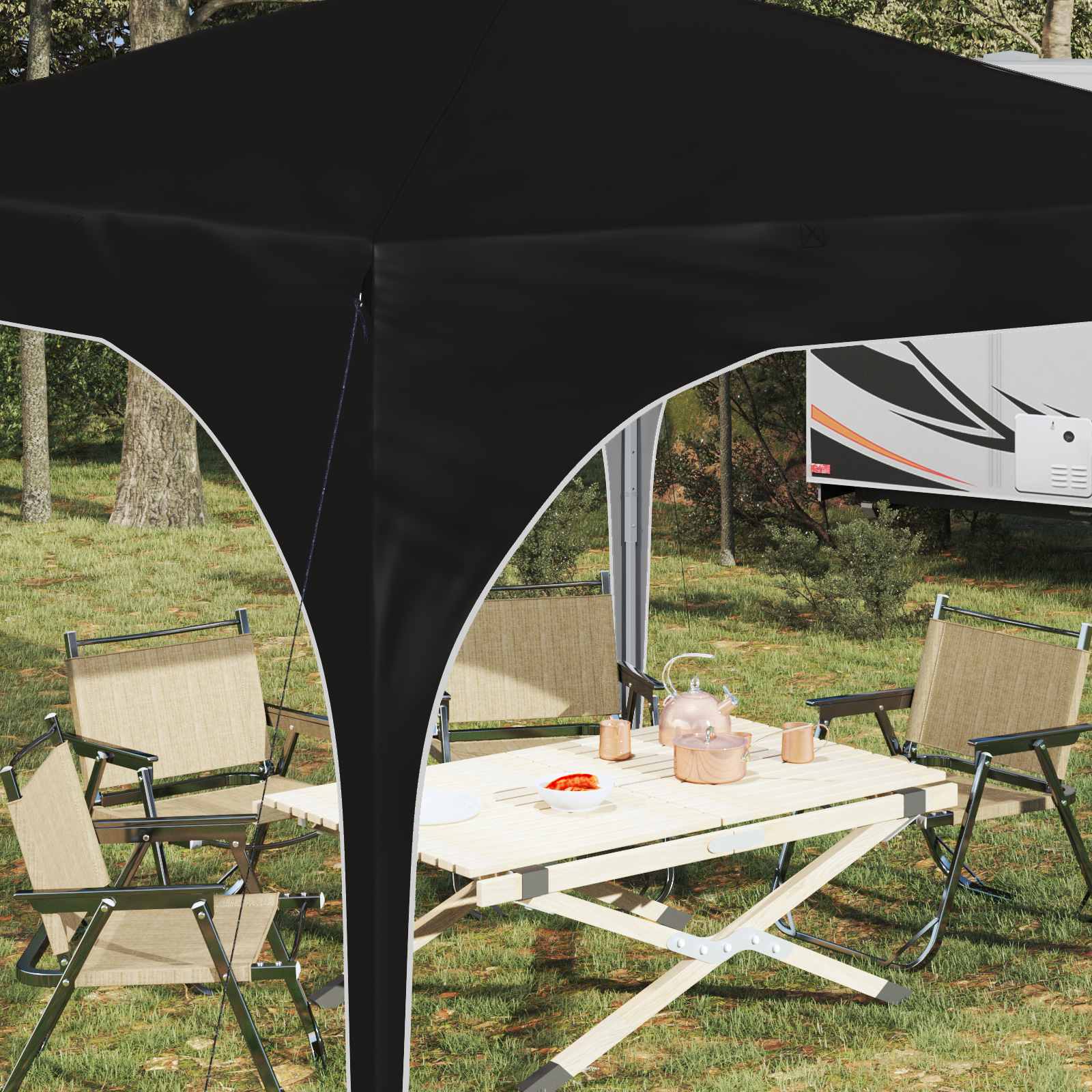 Pop-up partytent 290 x 290 x 245 cm Zwart