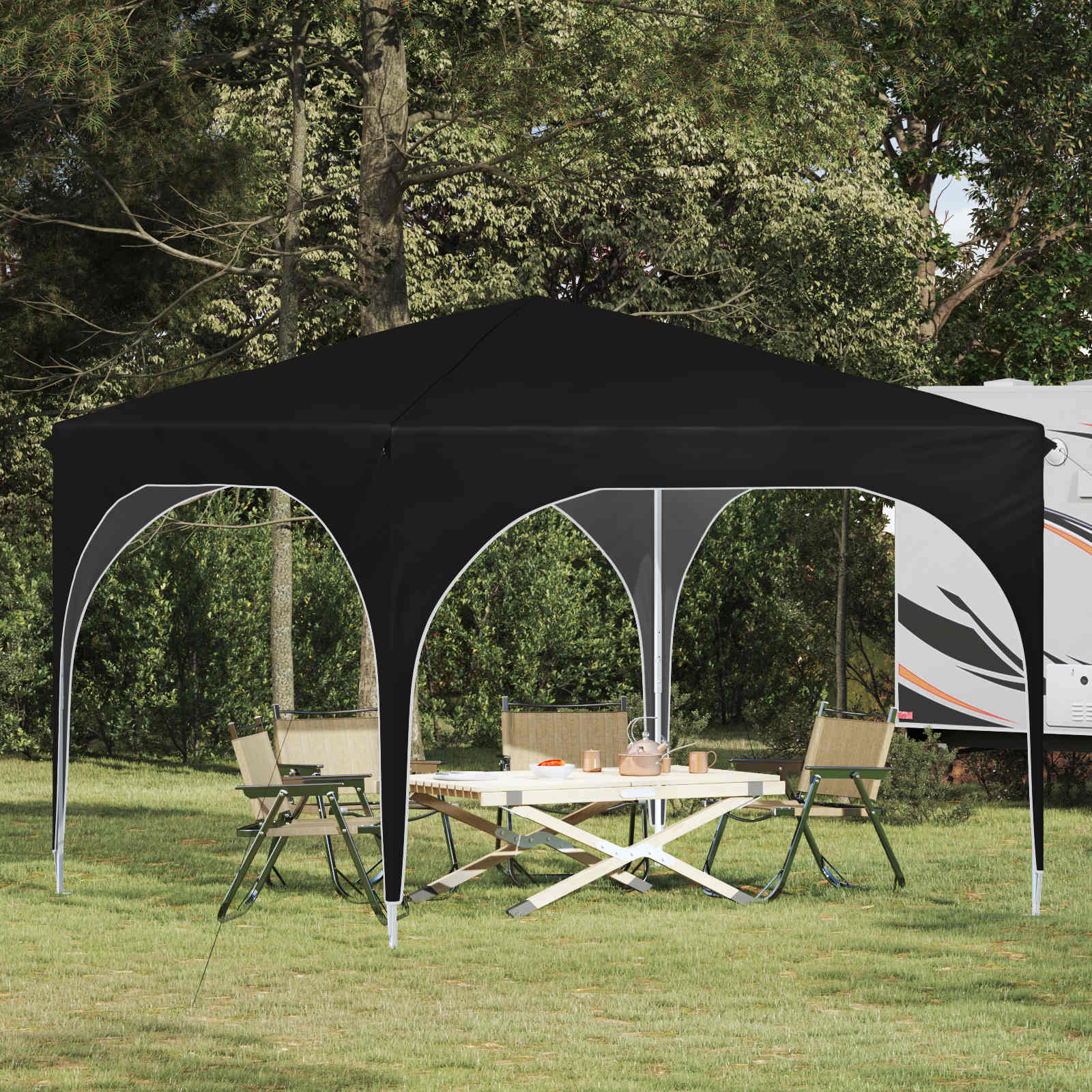 Pop-up partytent 290 x 290 x 245 cm Zwart