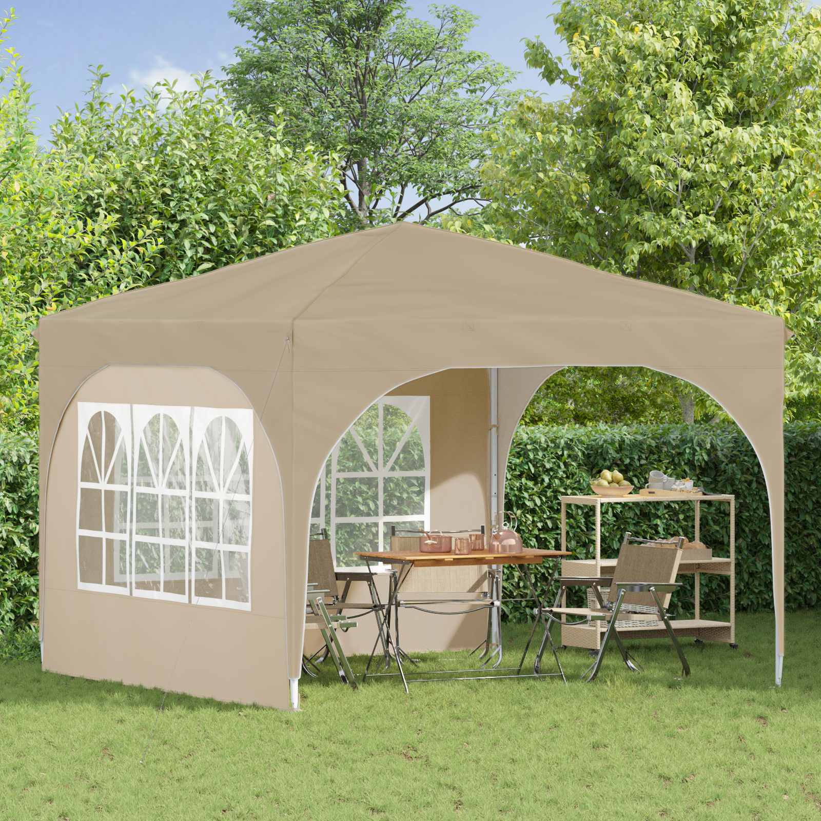 Pop-up partytent 290 x 290 x 245 cm Crèmekleurig