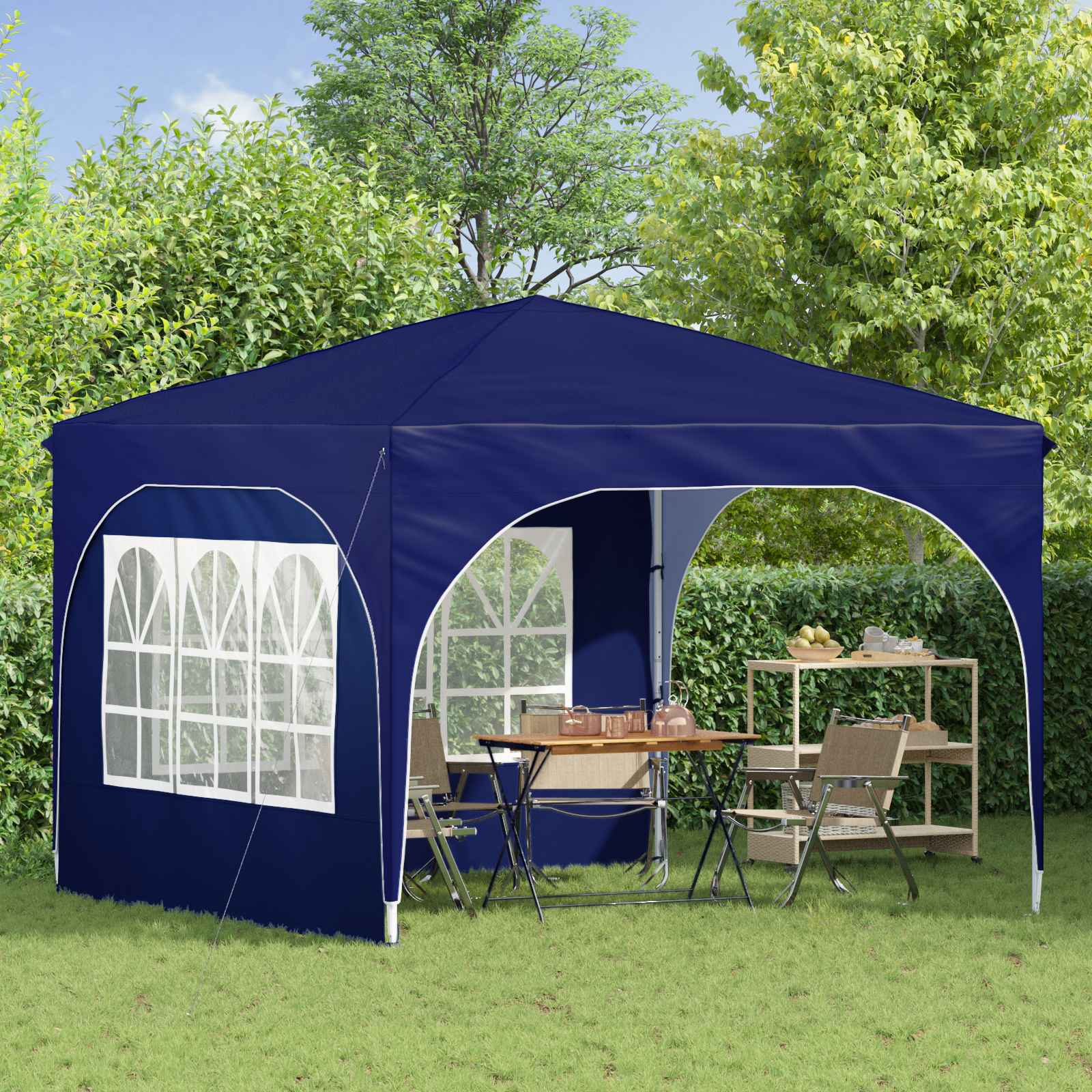 Pop-up partytent 290 x 290 x 245 cm Blauw