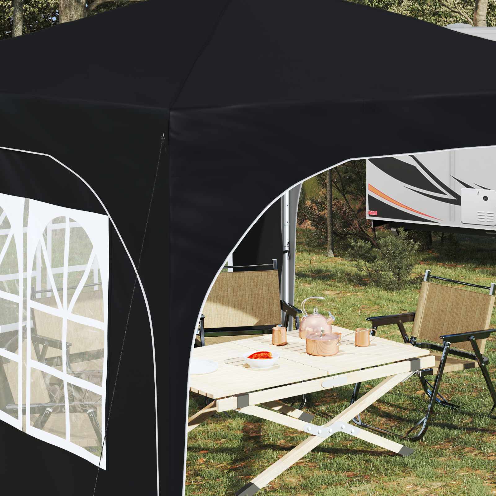 Pop-up partytent 290 x 290 x 245 cm Antraciet