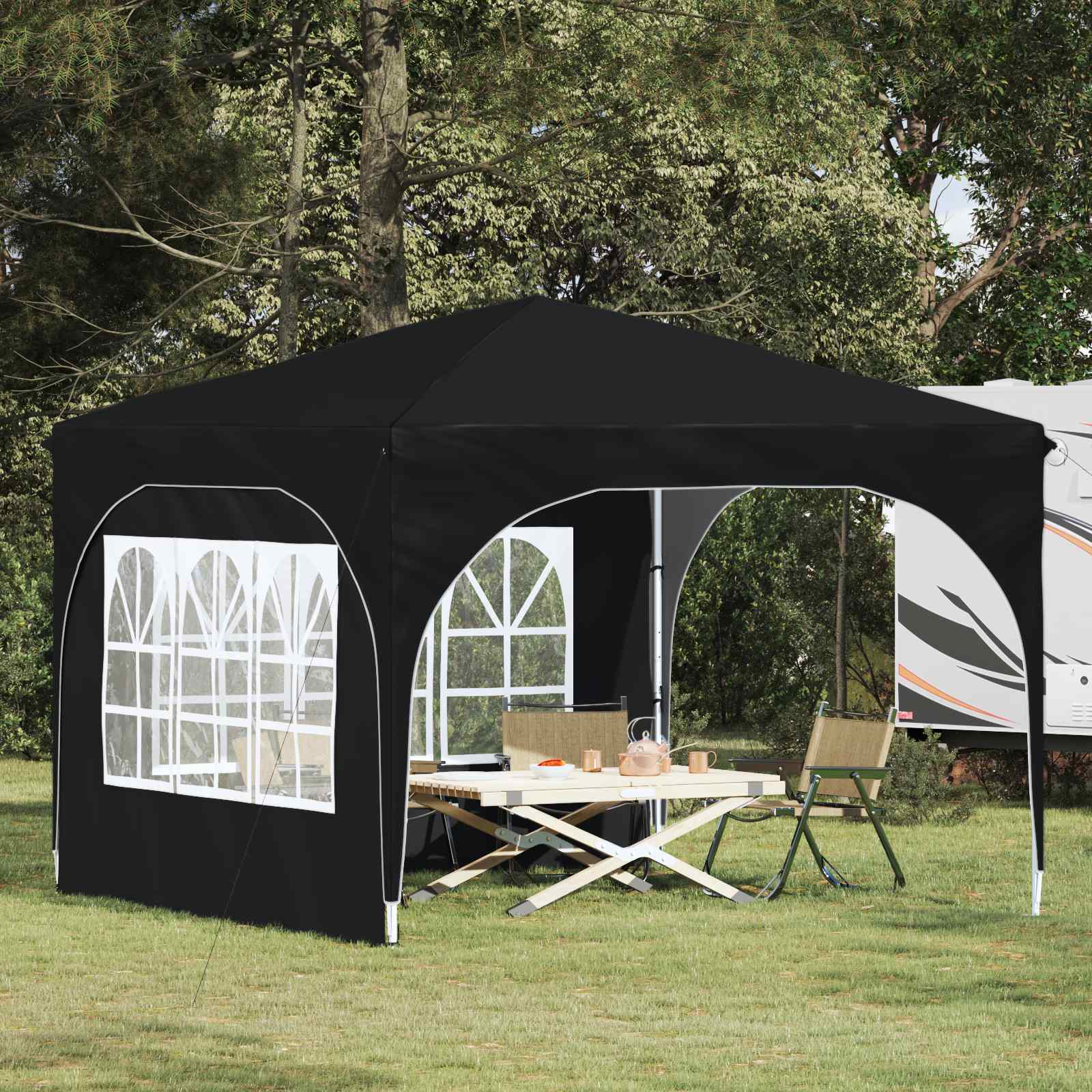 Pop-up partytent 290 x 290 x 245 cm Antraciet