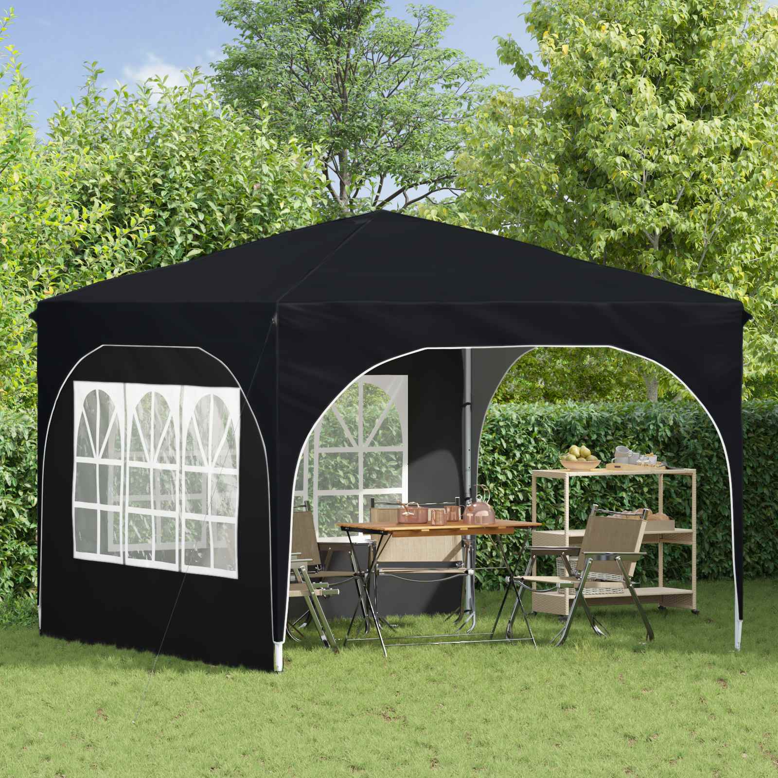 Pop-up partytent 290 x 290 x 245 cm Antraciet