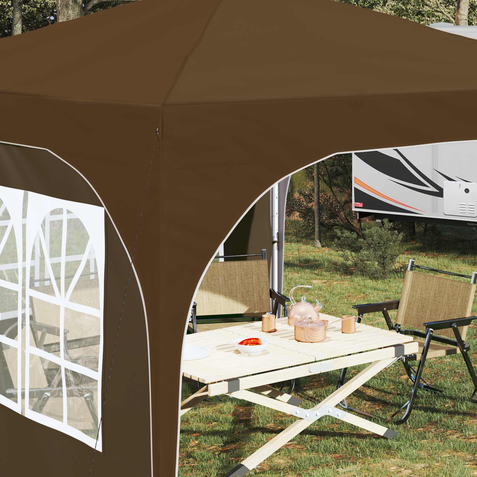 Pop-up partytent 290 x 290 x 245 cm Taupe